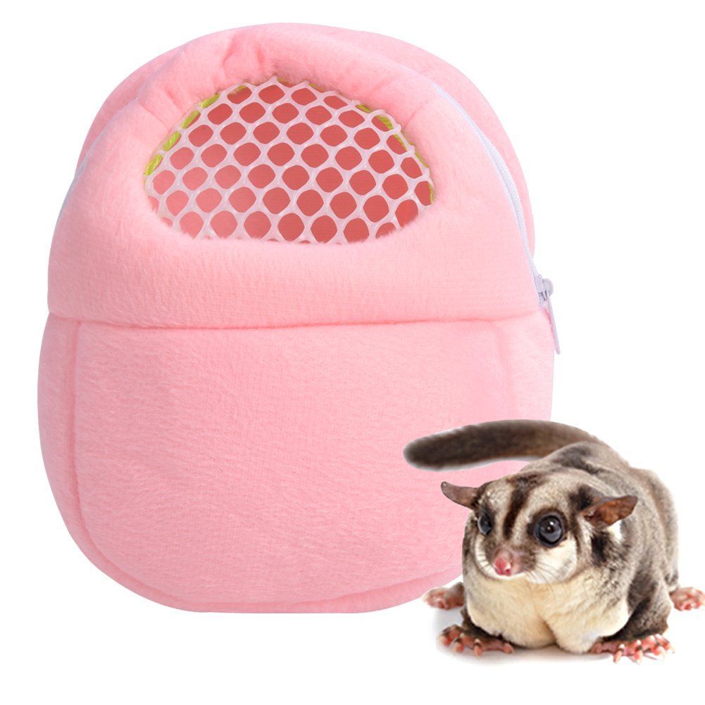 1 Pcs Portable White Mesh African Hedgehog Hamster Breathable Pet Dog Carrier Bags Handbags Puppy Cat Travel Backpack (M, White Mesh - Pink, 18 X 22Cm/7 X9 Inch)