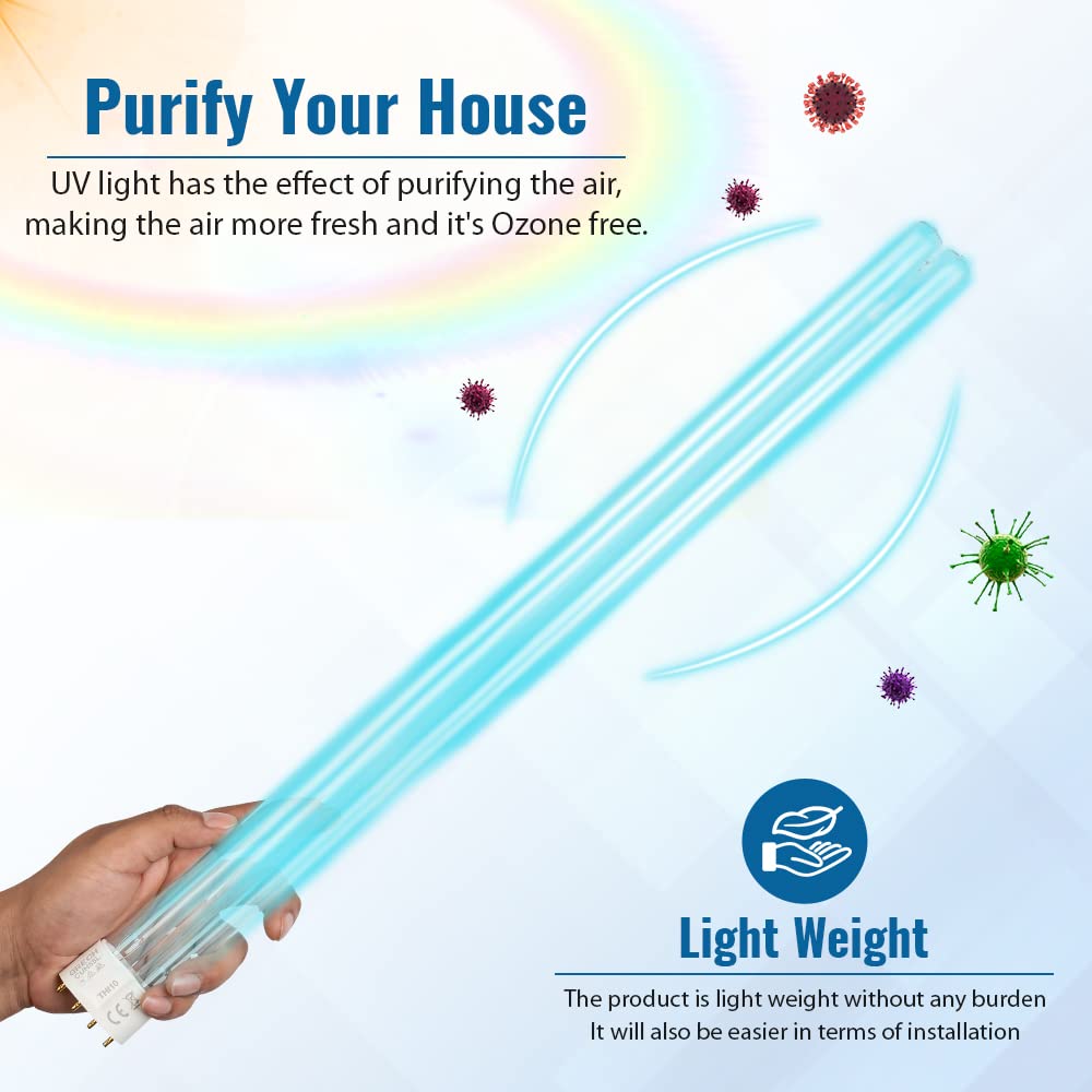 OXYFUL 55W UV Ultraviolet 4 Pin Base Replacement Light Clarifier Lamp Filter for Aquarium Koi Pond Fish Tank Compatible to CUV-6