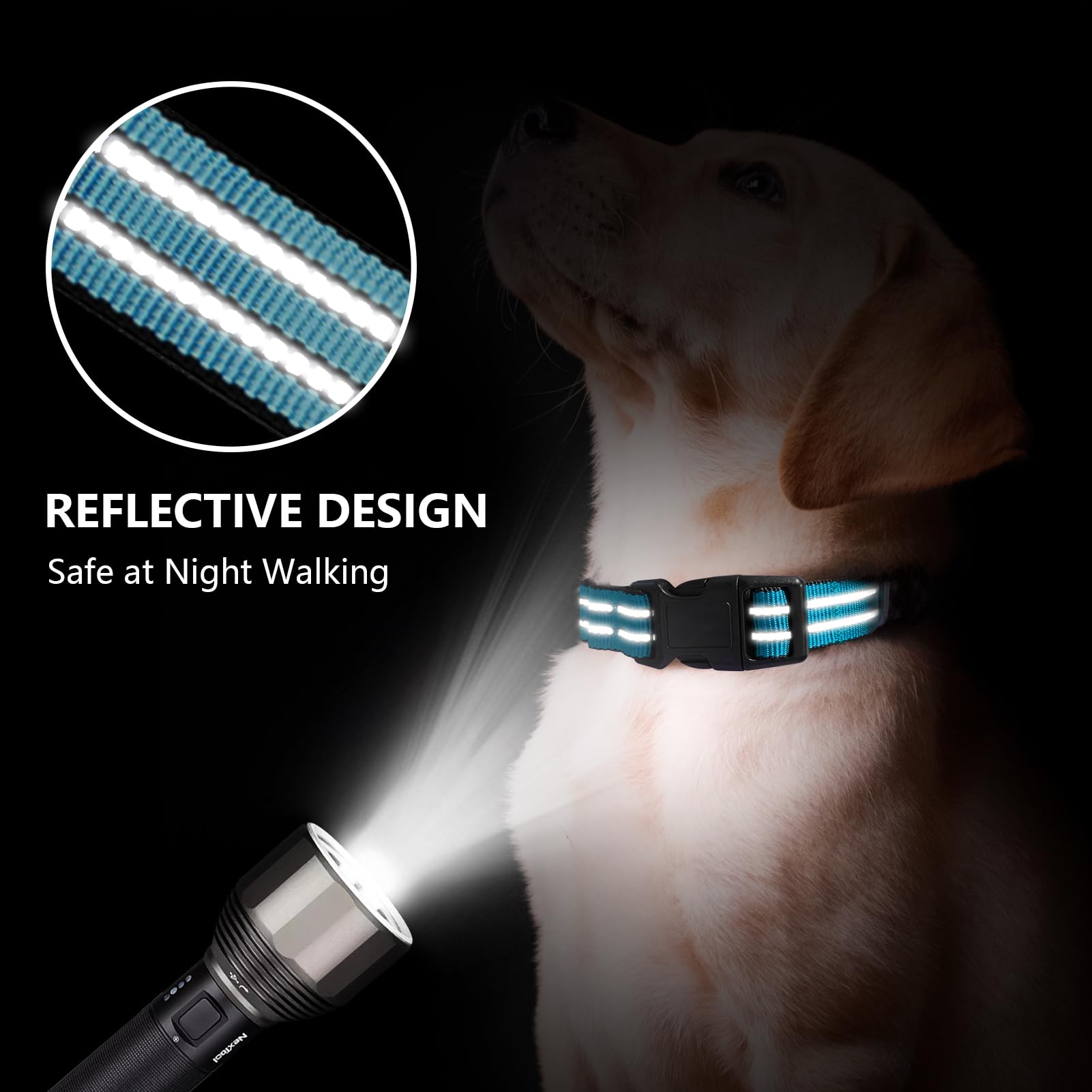 Hikiko Martingale Dog Collars Reflective Nylon Dog Collar With Quick Release Buckle Adjustable Training No Slip Dog Collar (Smal