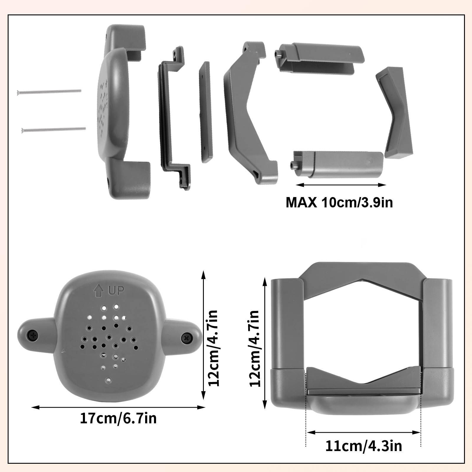 2pcs Baby Gate Banister Adapter, No-Drill Mounting Accessories Universal Stairway Baby Gate Mounting Kit for Round Square Railin