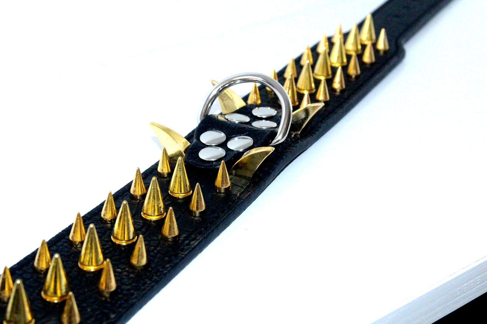 Serijoars Spiked Studded Dog Collar, Pu Leather Dog Collar, Adjustable Pet Collars For Medium Or Large Breed Pet (L, Black4)