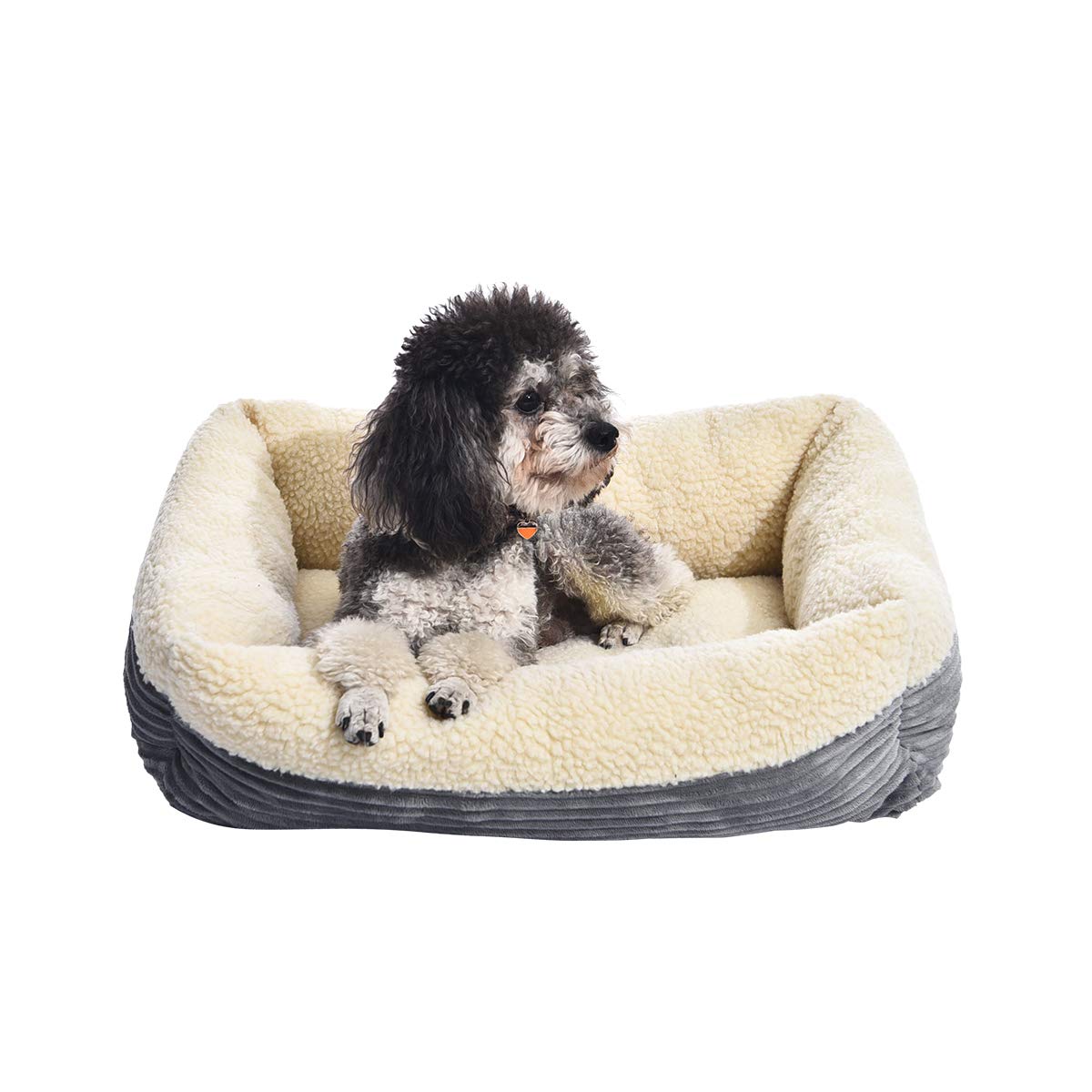 Amazon Basics 24-Inch Machine Washable Self Warming Pet Bed For Cat Or Dog, Rectangle, Grey, 24''L X 20''W X 7''H