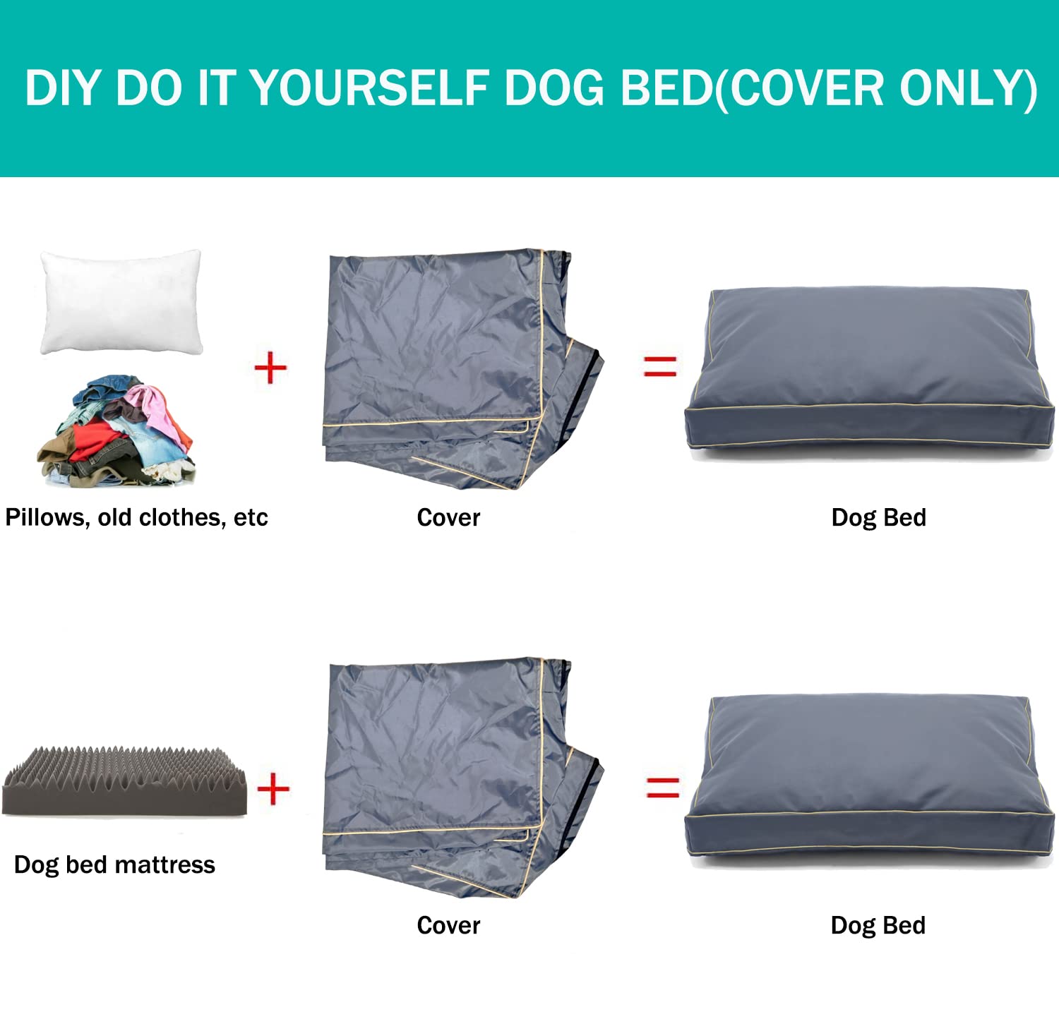Dalema Dog Bed Cover 36L X 27W X 4H Inch.Waterproof Heavy Duty Durable Oxford Dog Bed Replacement Covers.Zipped Washable Removab