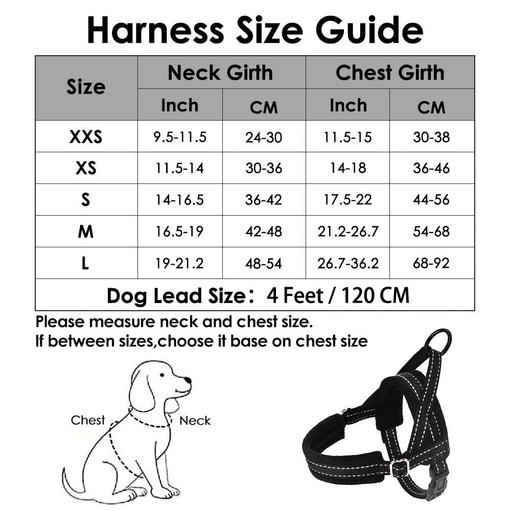 Slowton No Pull Small Dog Harness And Leash Set, Puppy Soft Vest Harness Neck & Chest Adjustable, Reflective Lightweight Harness & Anti-Twist Pet Lead Combo For Small Medium Dogs (Black, M)