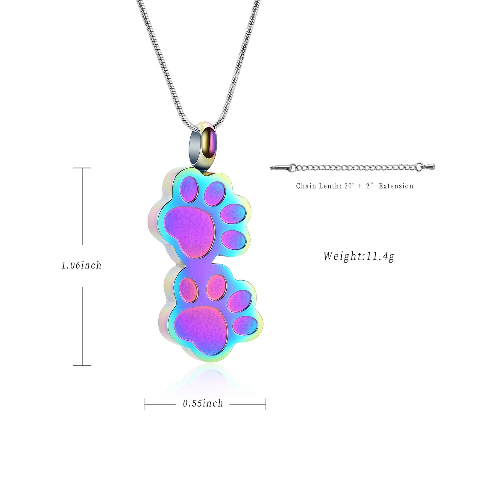 Pet Urns For Dogs/Cats - Pet Ashes Necklace - Paw Print Urn Necklace with Mini Keepsake Urn Memorial Ash Jewelry