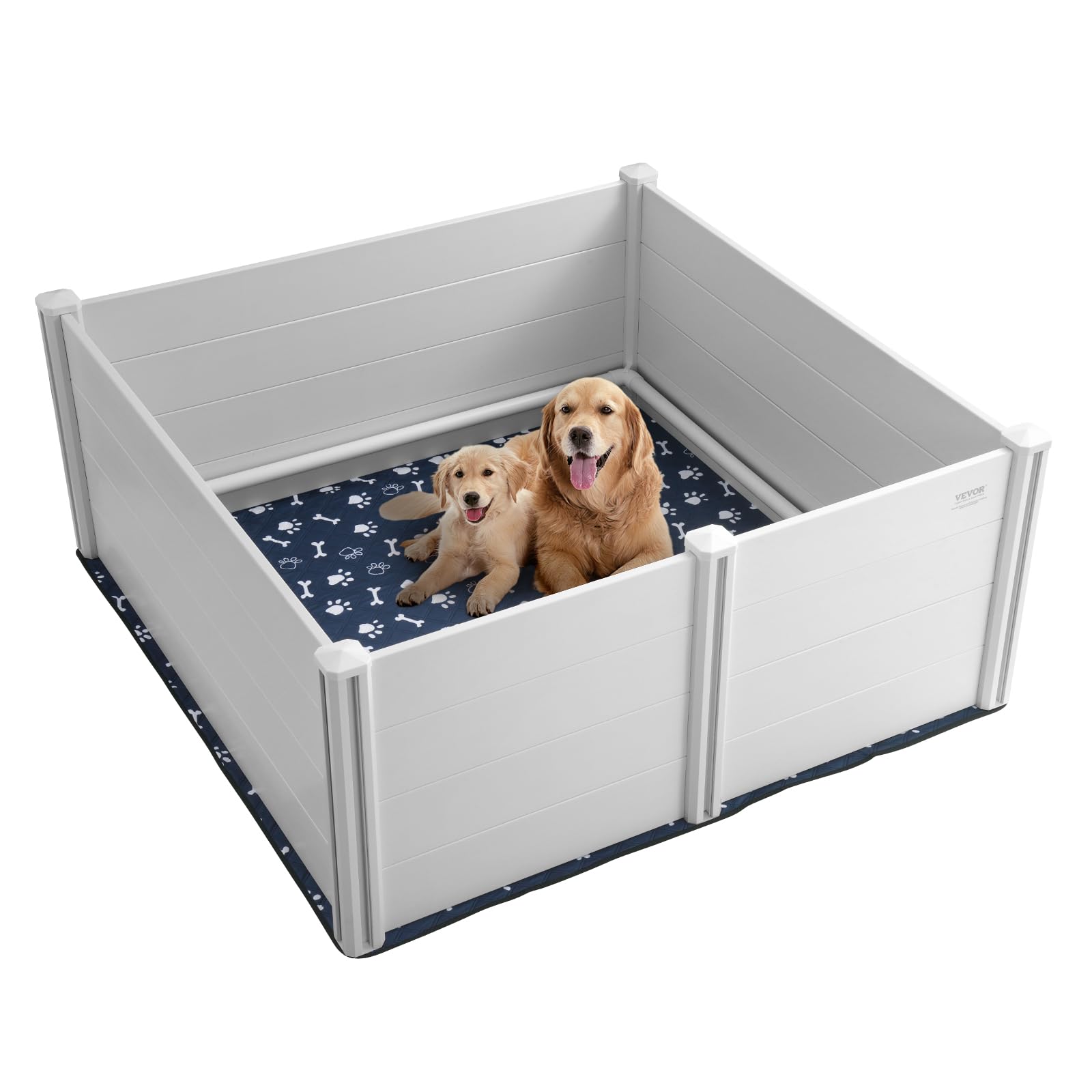 VEVOR Dog Whelping Box 59.8x59.8x24.0in PVC with Rails Pee Pad for Dogs Puppies