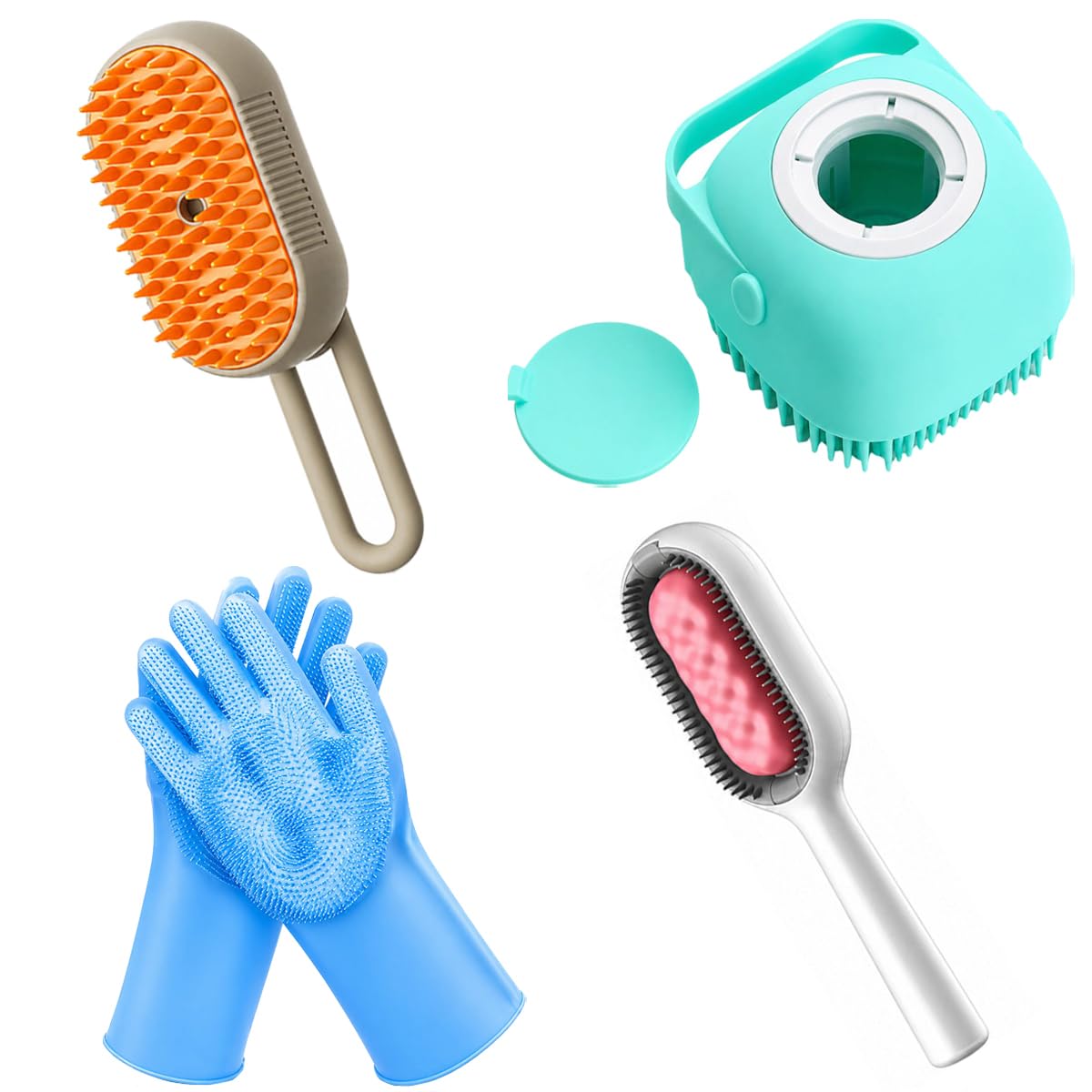 Professional Dog Cat Grooming Kit With Slicker Brush Bath Brush Gloves