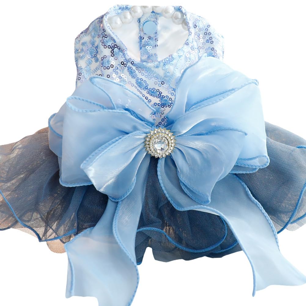 Marupet Fashion Sweet Puppy Dog Blingbling Princess Skirt Pet Dog Lace Cake Camisole Tutu Dress E-Navy S