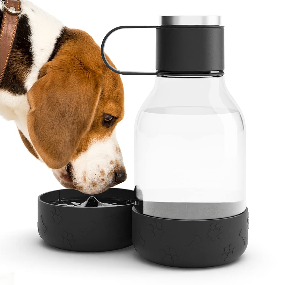 Asobu Tritan Water Bottle With Dog Bowl Attached 50 Ounces (Black)