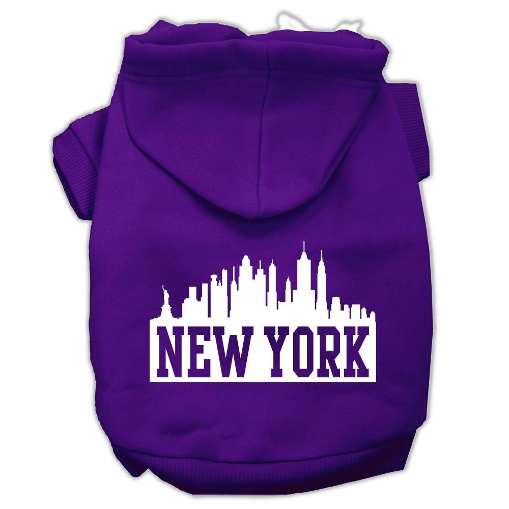 Mirage Pet Products 62-81 XXXLPR New York Skyline Screen Print Purple Pet Hoodie, X-Large