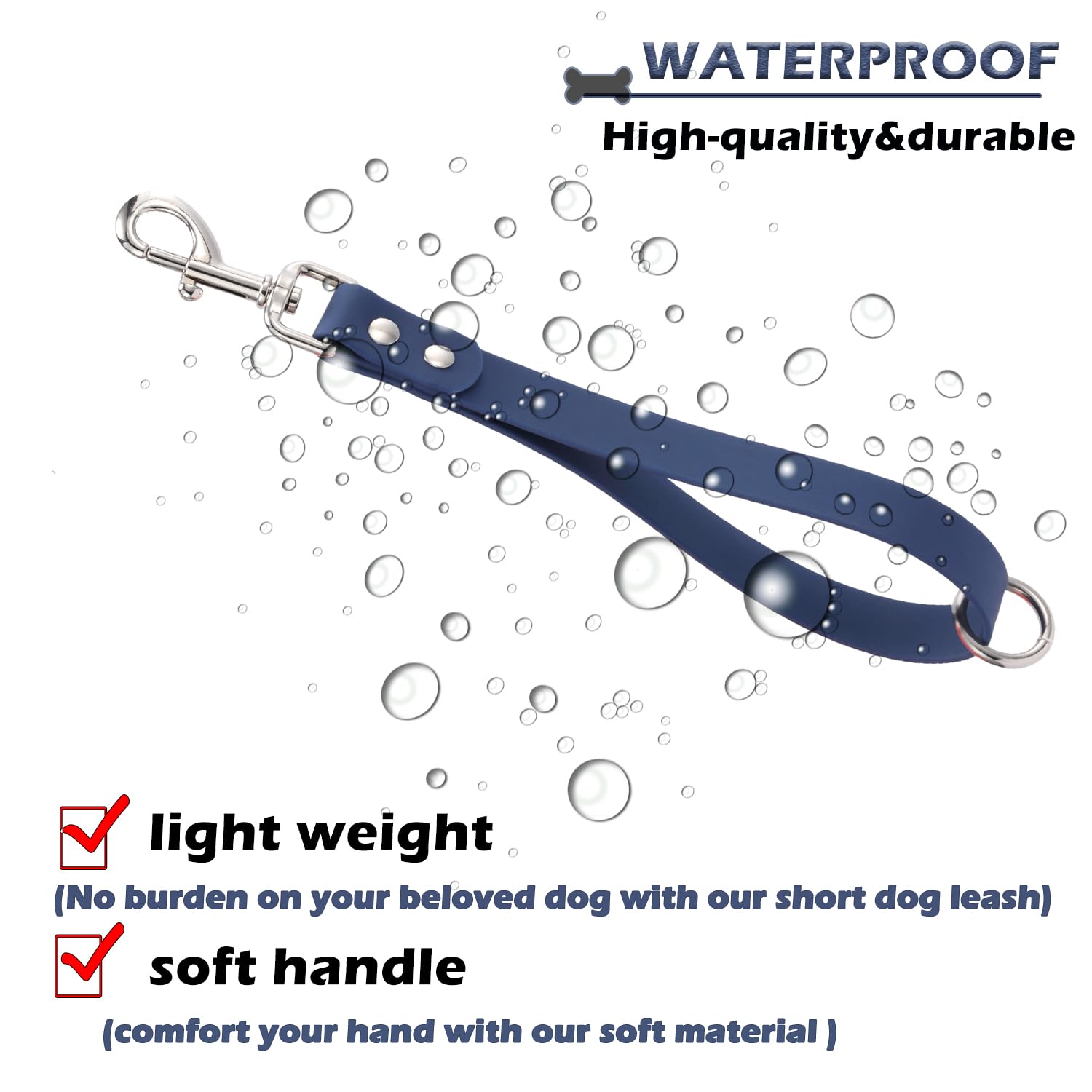 Short Dog Leash Traffic Dog Lead 2 Pcs Waterproof Safety Pets Training Leashes Orange & Blue 10' Pet Leads For Indoor Outdoor Daily Walking Backup Hiking (Blue&Orange 10 Inch)