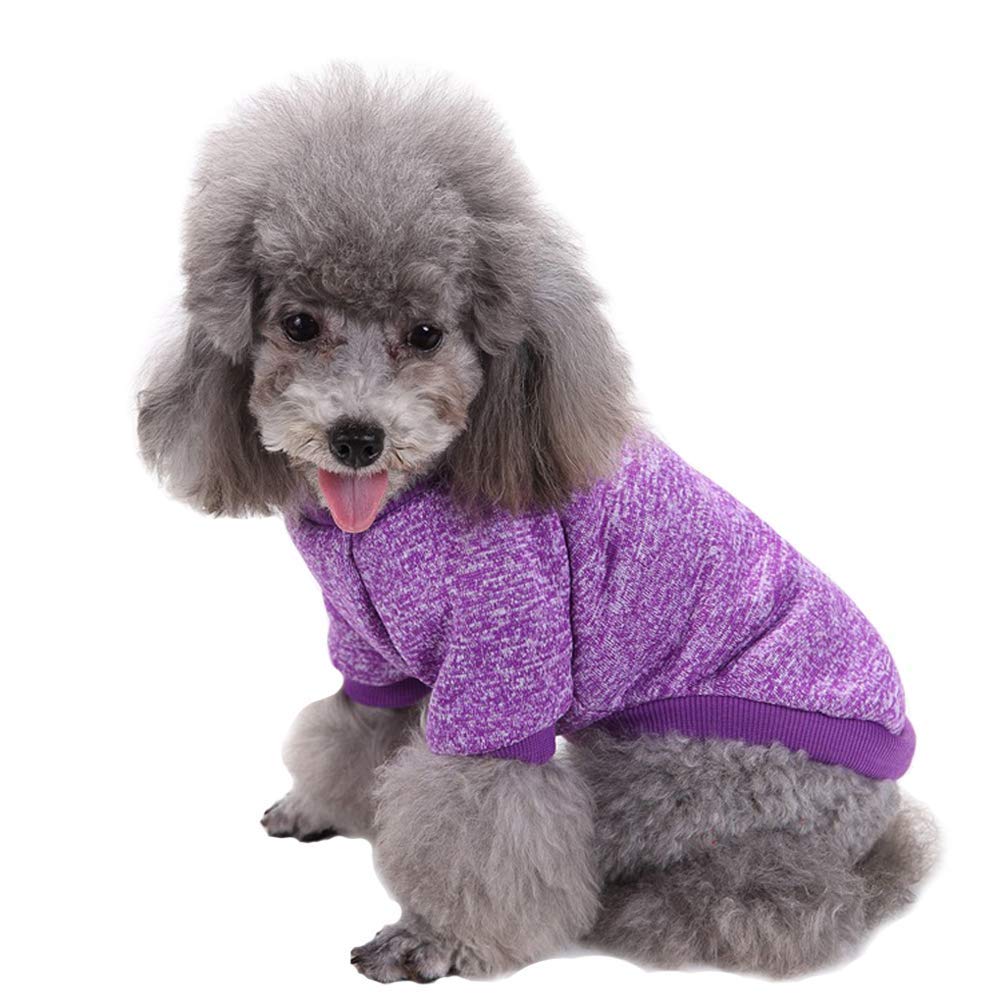 Chborless Pet Dog Classic Knitwear Sweater Warm Winter Puppy Pet Coat Soft Sweater Clothing For Small Dogs (S, Purple)
