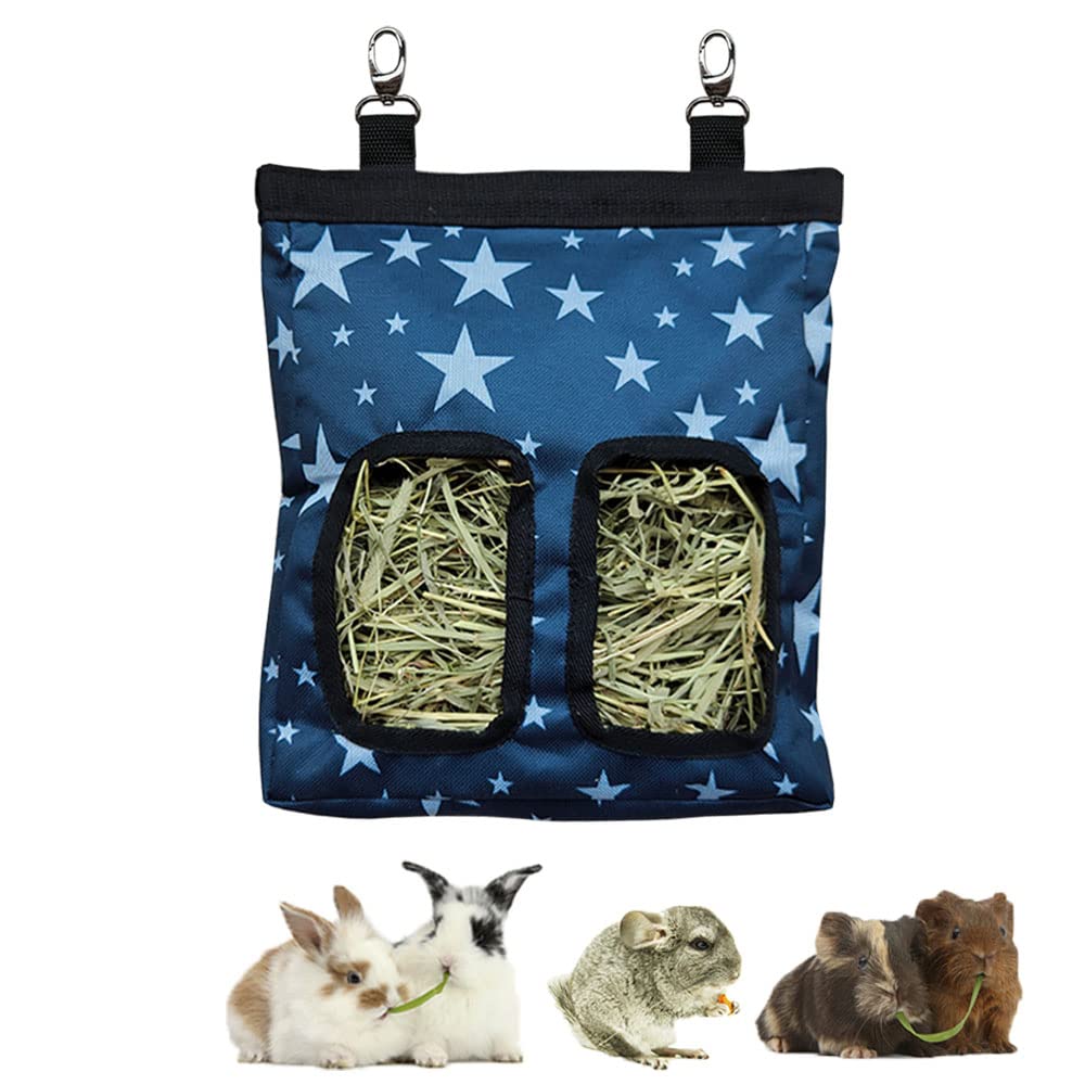 Rioussi Guinea Pig Hay Feeder, Hanging Rabbit Hay Feeder Bag For Guinea Pigs Bunnies Chinchillas. Stars