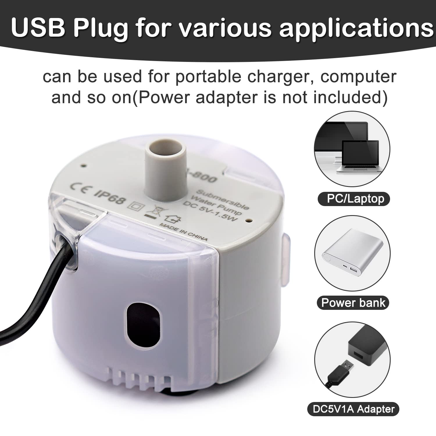 Cat Water Fountain Pump,Cat Fountain Pumps Replacement Sma-800 Submersible Motor,Pet Water Fountain Pump For Stainless Steel Cat