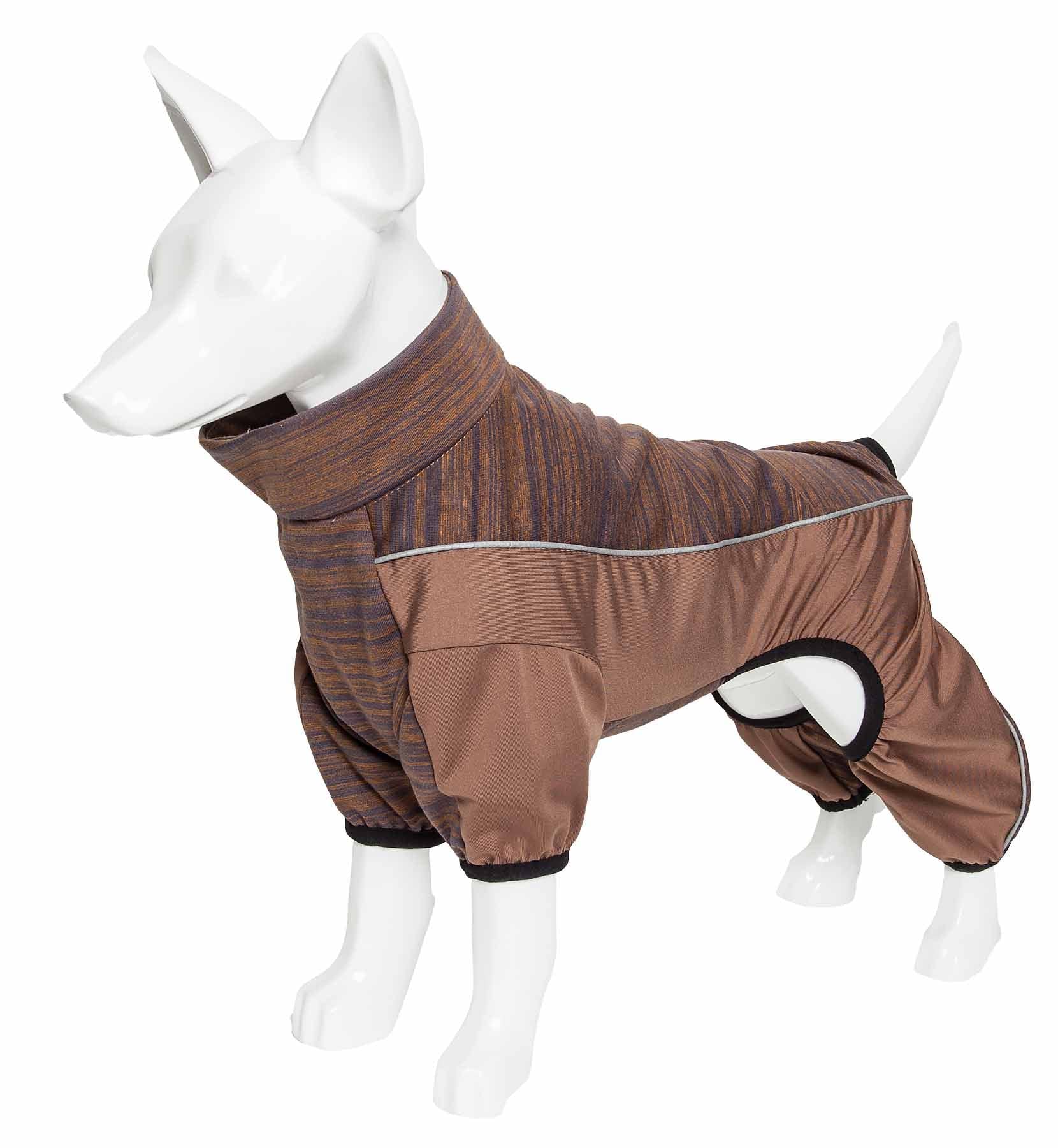 Pet Life ® Active 'Chase Pacer' Heathered Performance 4-Way Stretch Two-Toned Full Body Warm Up, Large, Brown