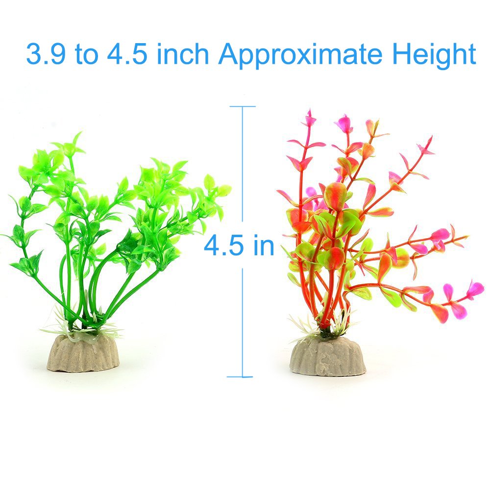 Comsun 10 Pack Artificial Aquarium Plants, Small Size 4 To 4.5 Inch Approximate Height Fish Tank Decorations Home Décor Plastic