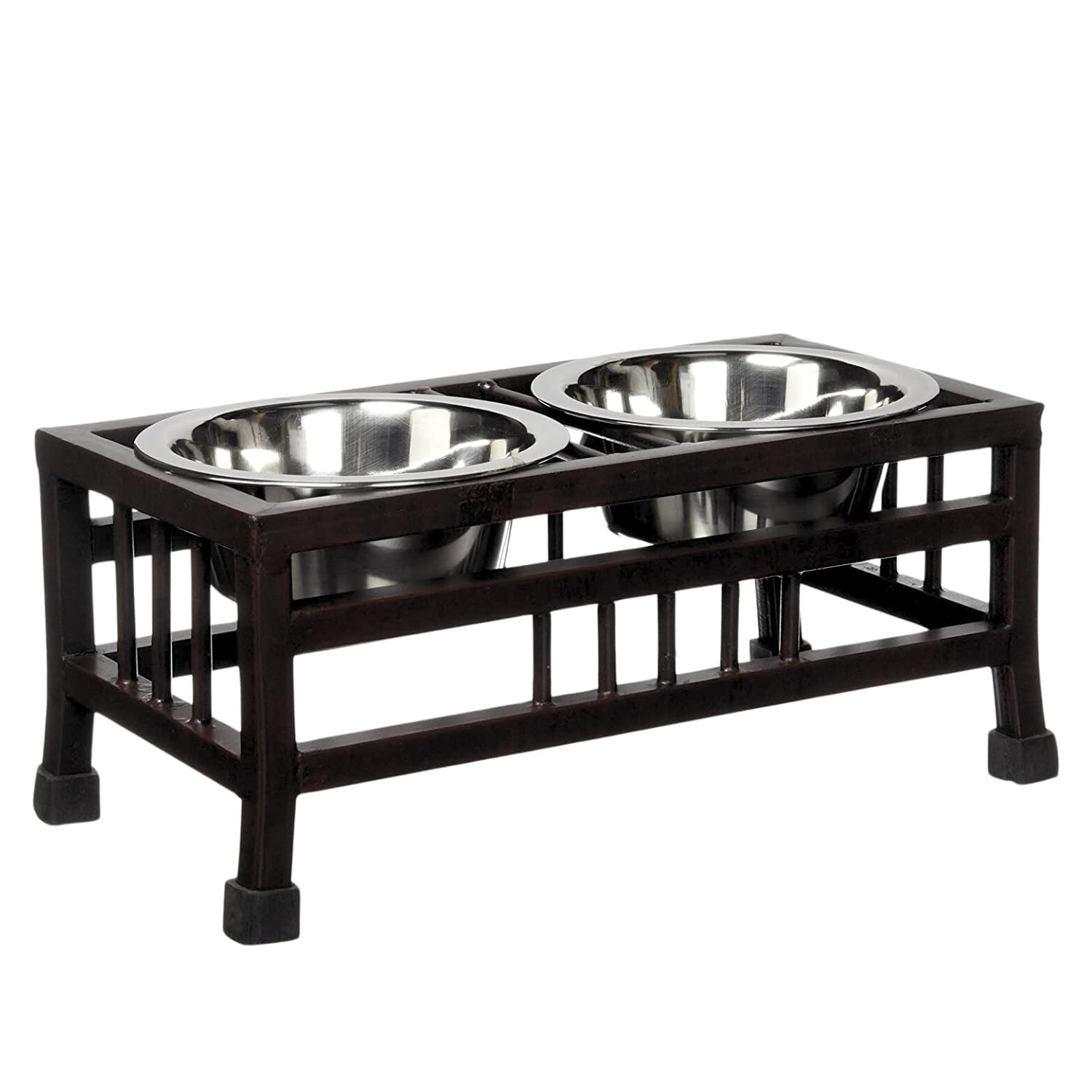Bohobark Pet Feeder For Dogs & Cats | Elevated Dog Bowl Stand With 2 Stainless Steel Bowls (350Ml Each) | AntiSkid Iron Stand |