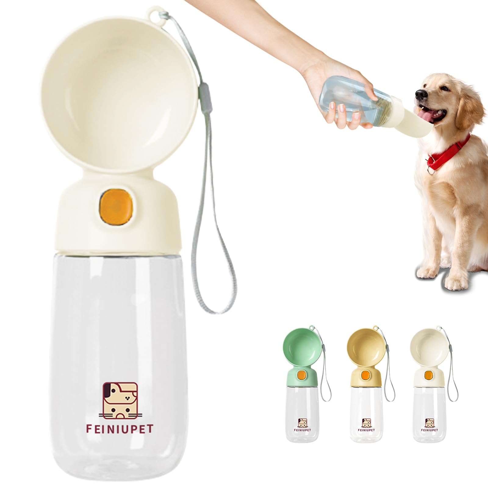 Portable Dog Water Bottle, Large-Capacity Travel Water Dispenser For Cats And Small Dogs - White