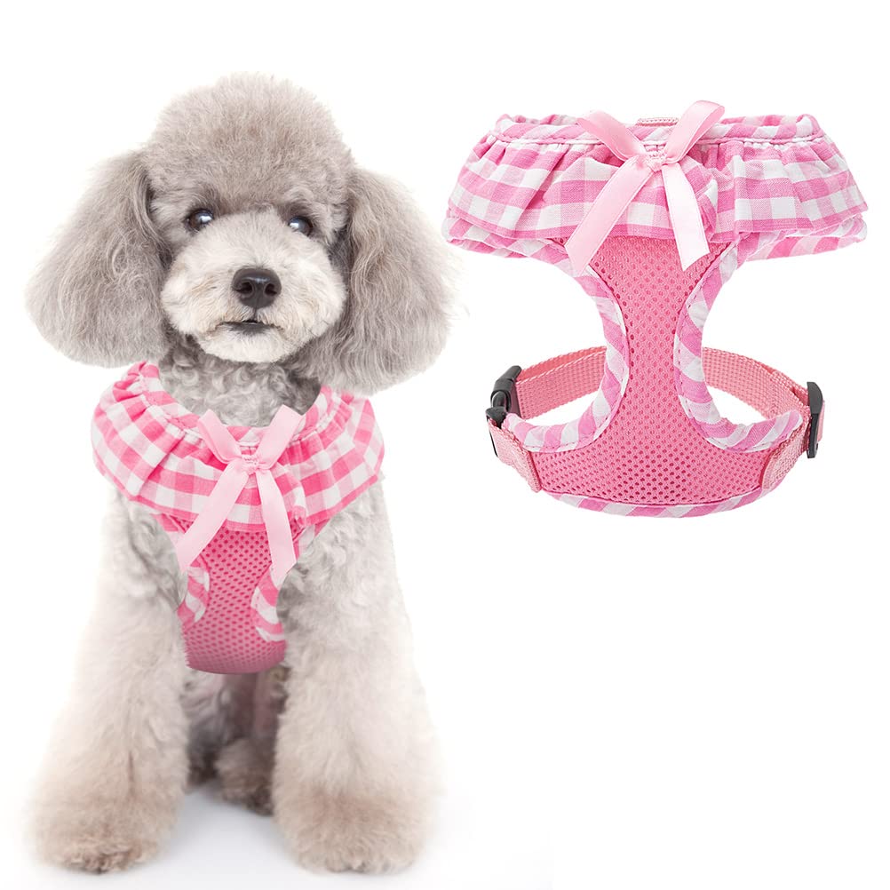 Expawlorer Small Dog Harness Girl - Cute Dog Harness For Female Dogs, Soft Mesh Breathable Vest Harness With Lovely Ribbon For Puppies, Easy Adjustable Step-In Female Dog Harness For Outdoor Walking