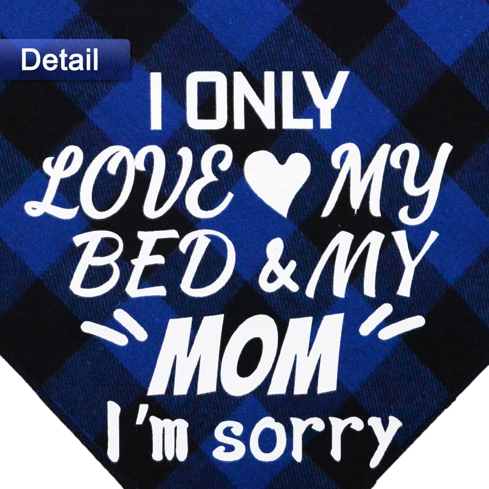 2 Pcs Mothers Day Dog Bandana Plaid Triangle Dog Scarf Moms Favorite And I Only Love My Bed And My Mom Im Sorry Pattern Red And