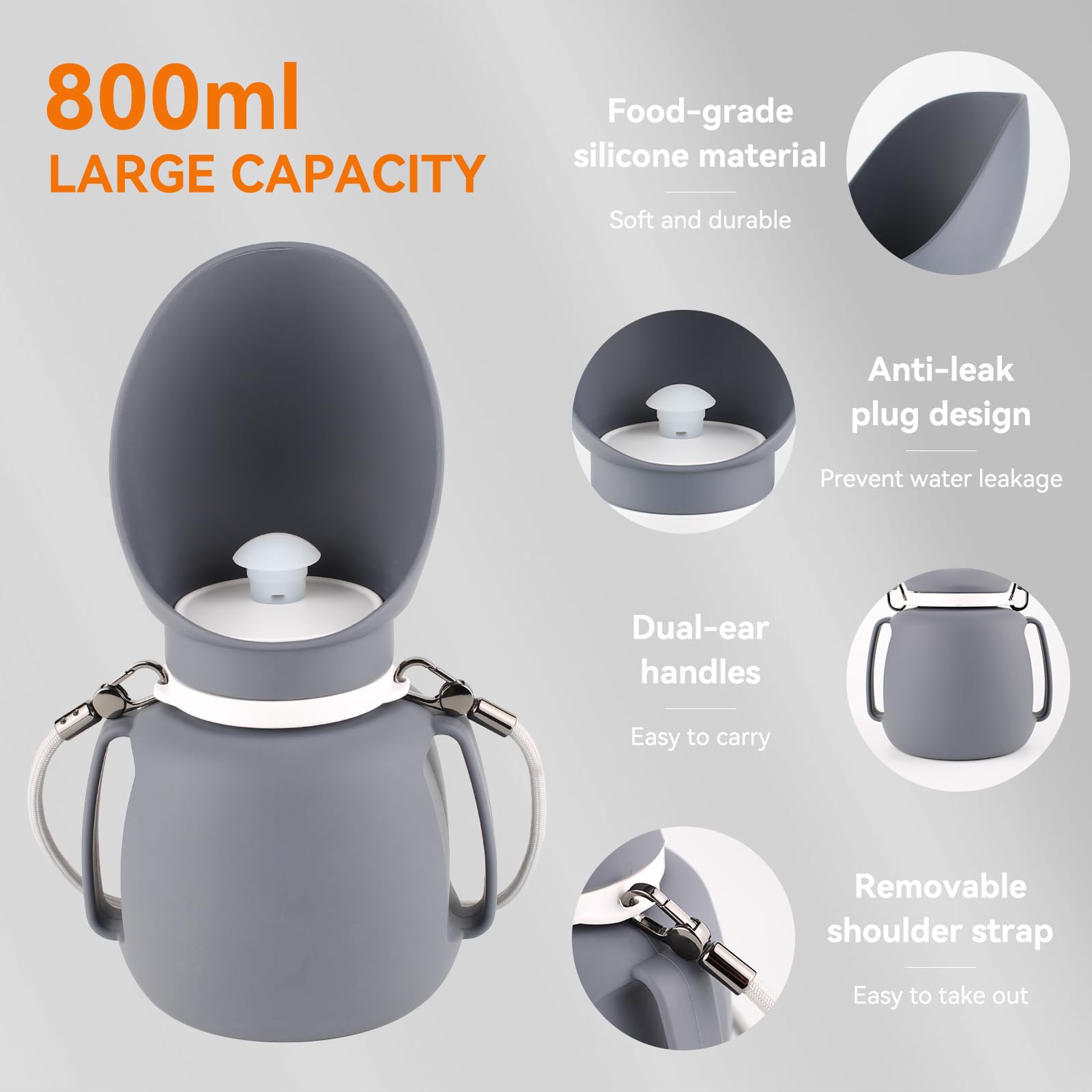 Enjoying Dog Water Bottle Portable 800Ml, Leakproof Dog Travel Water Bottle, 2-In-1 Foldable Pet Dispenser, Bpa Free, For Walkin