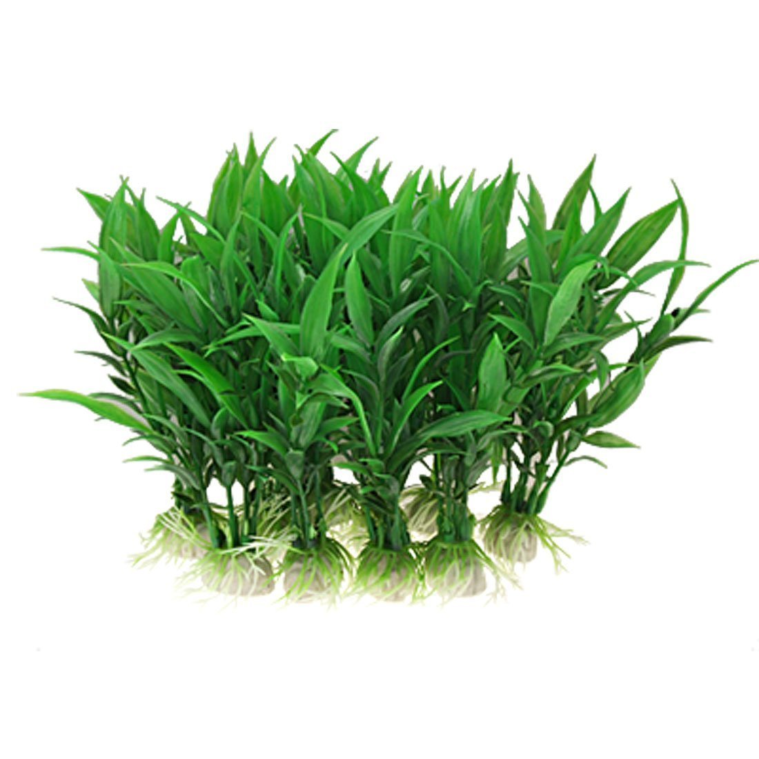 Cnz 10-Piece Green Plastic Aquarium Tank Plants Grass Decoration 4.5' Tall