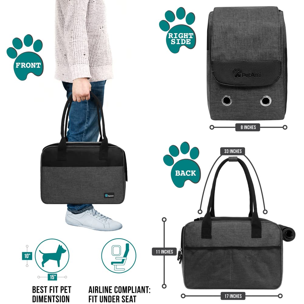 PetAmi Dog Purse Carrier for Small Dogs, Airline Approved Soft Sided Pet Carrier with Pockets, Ventilated Dog Carrying Bag for P