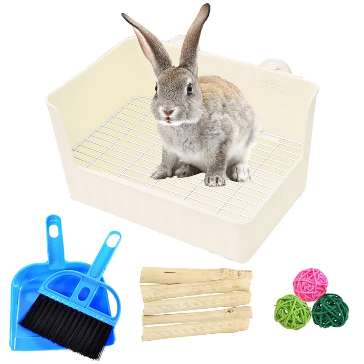 Hamiledyi Litter Box Rabbit Litterbox Small Rabbit Corner Trainer Potty Plastic Guinea Pig Toilet Training Box For Cage (White)