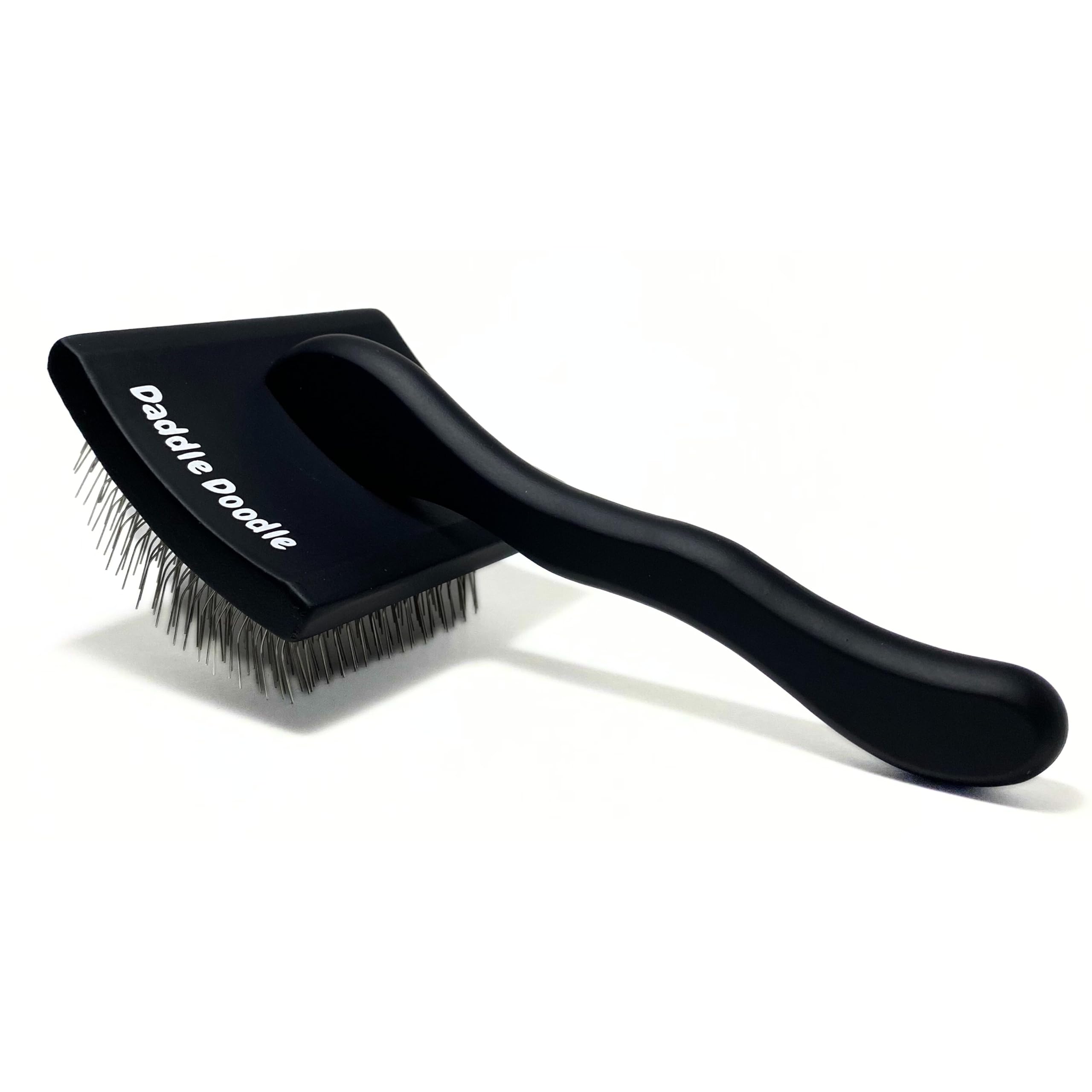 Daddle Doodle Dog Slicker Brush - Dog Grooming Brush Especially Designed For All Poodles And Doodle Mixes – Fluff, Style, Detangle, And Demat – Ergonomic Handle Design – Soft And Angled Brush Pins