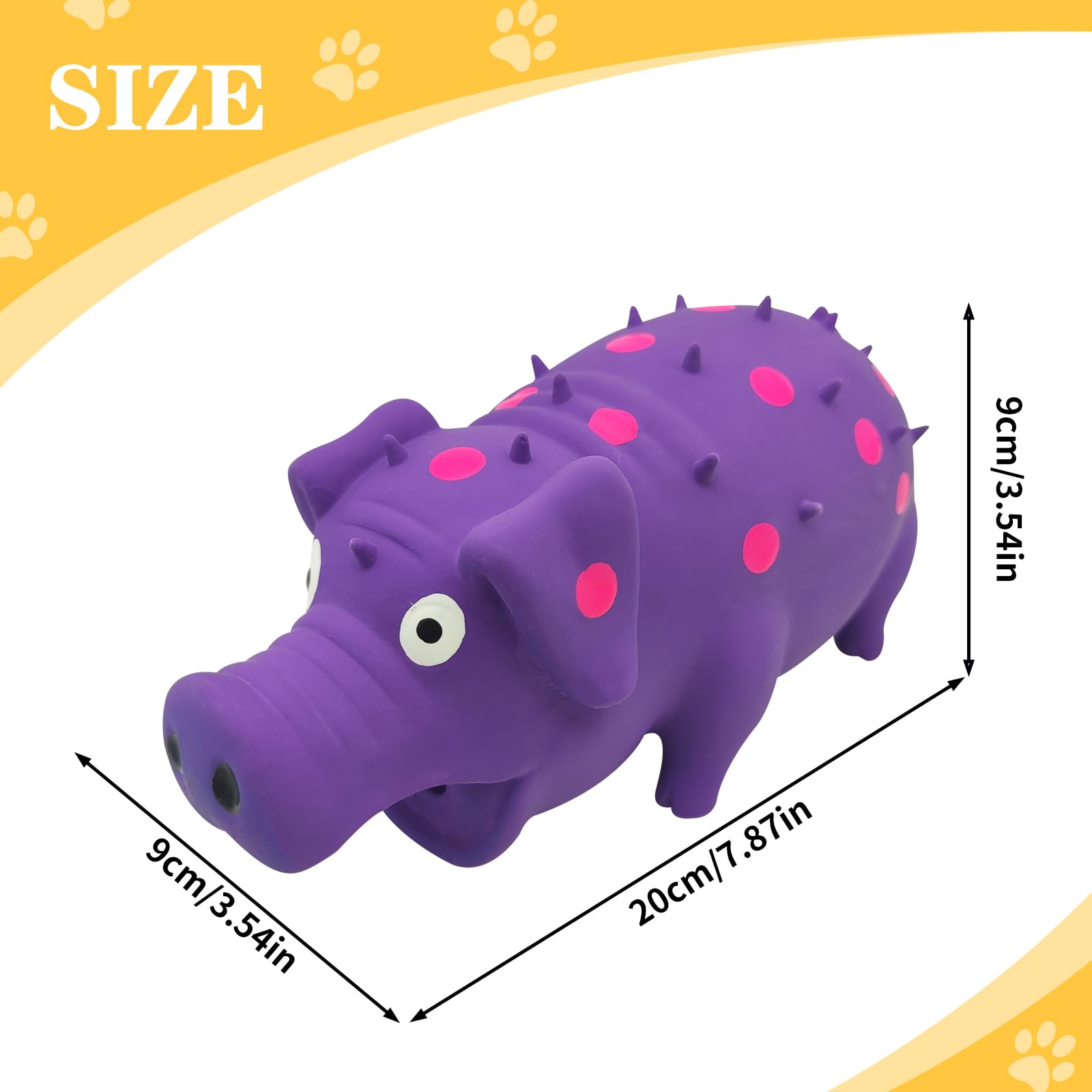 Andiker Dog Squeaky Toy, Dots Latex Dog Chew Toys With A Oinks Sound Squeaker Grunting Pig Dog Toy Durable Self Play 8' Dogs Sq