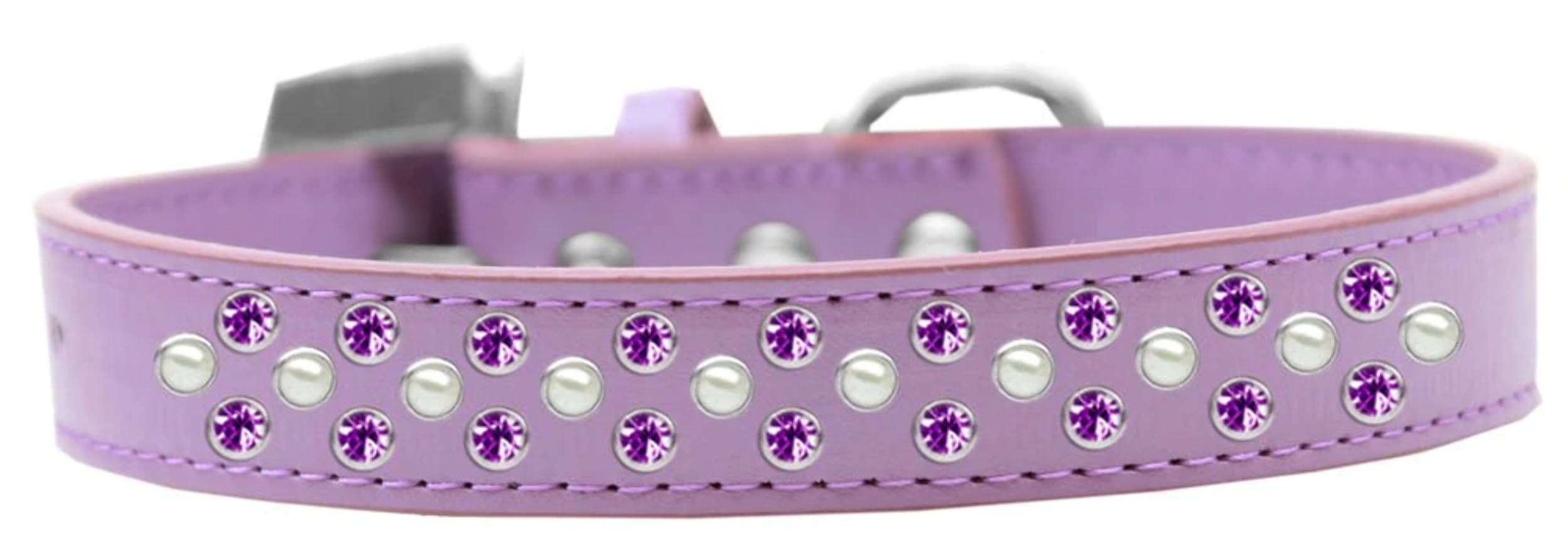 Dog, Puppy & Pet Fashion Collar, Pearl and Purple Crystal Rimsets Sprinkles Lavender 12