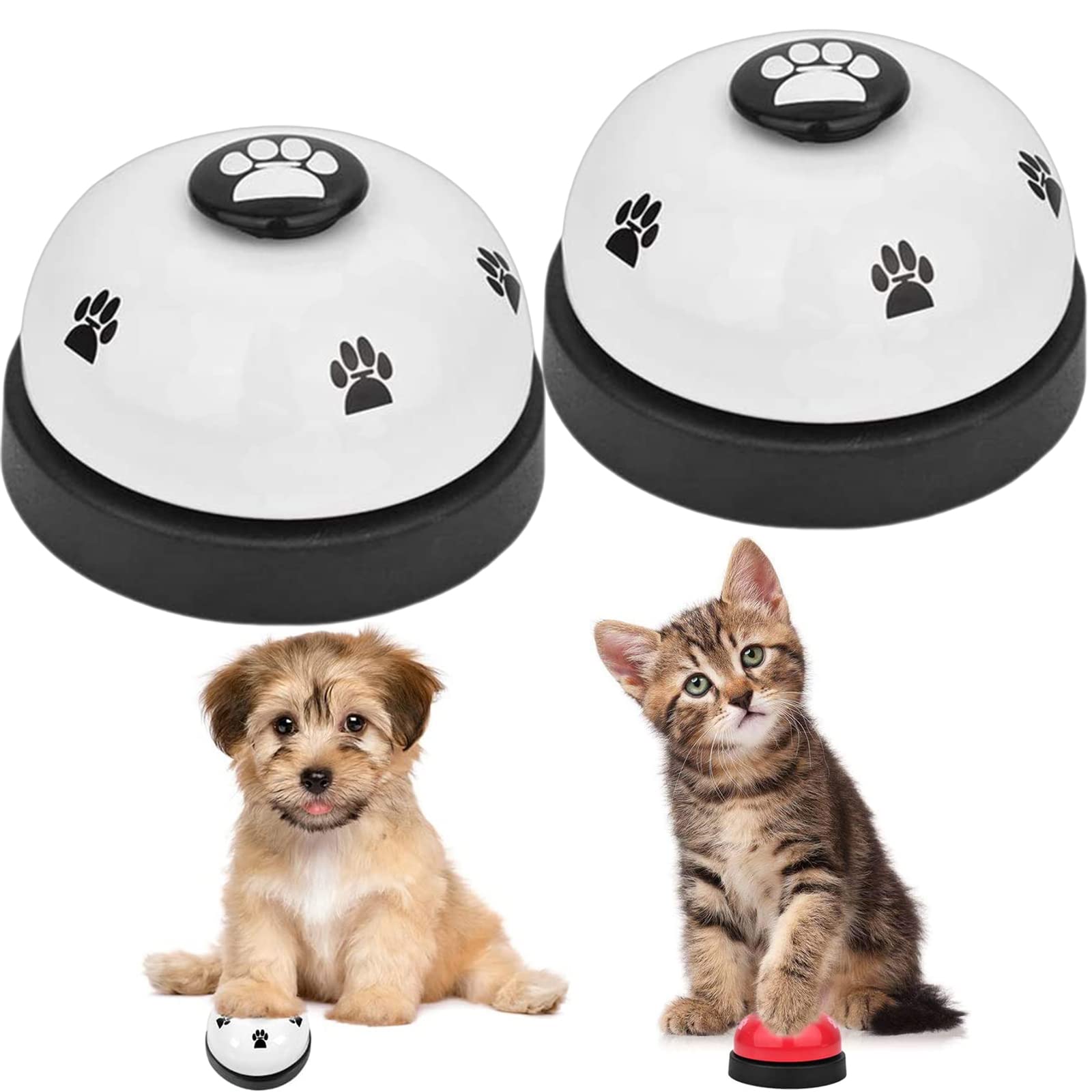 SlowTon Dog Doorbells, 2 Pack Metal Bell Dog Training with Non Skid Rubber Bottoms Dog Door Bell for Potty Training Clear Ring P