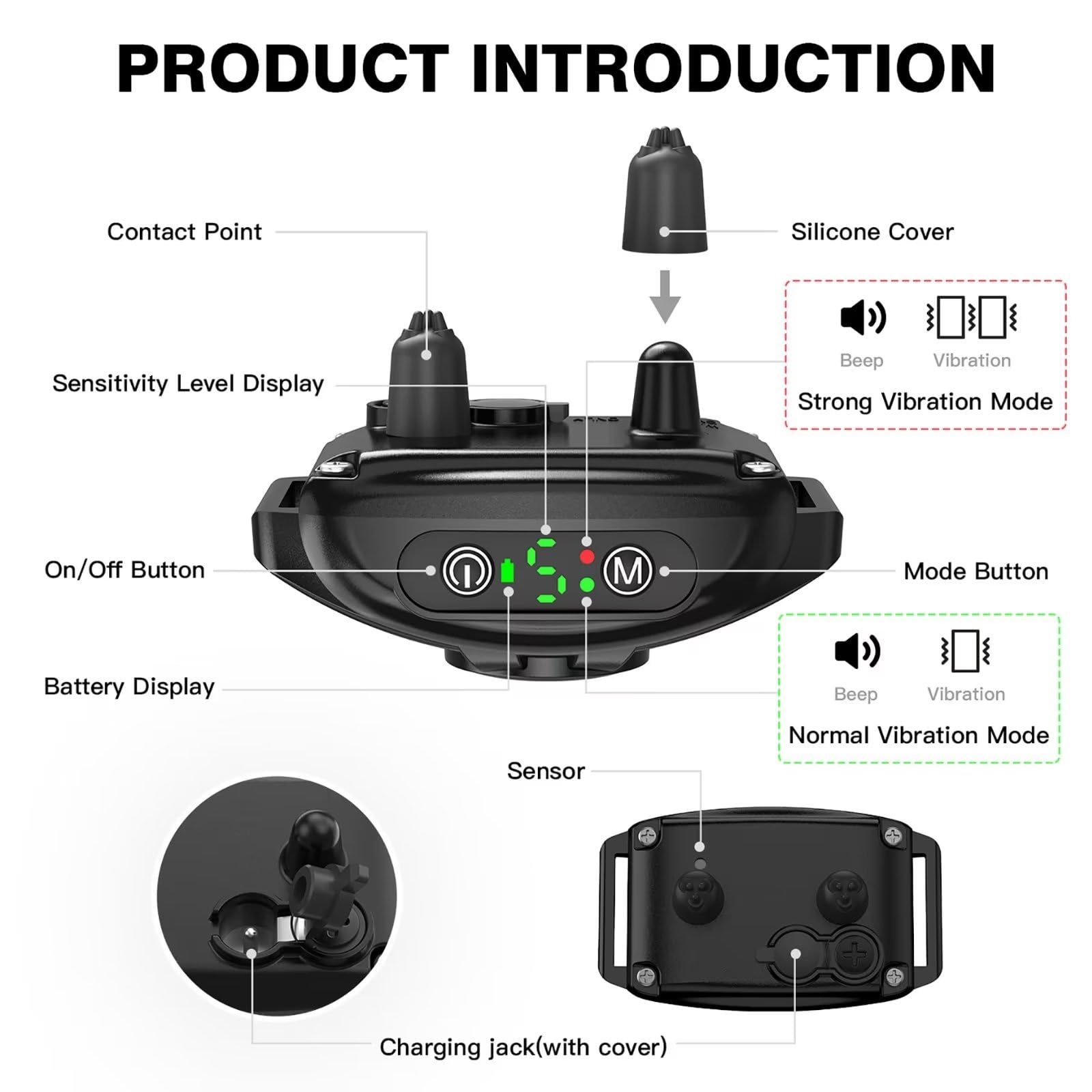 Laptom Pro 2 Pack Smart Dog Bark Collar - 5 Adjustable Sensitivity/Vibration&Sound/Rechargeable/Ipx7 Waterproof - No Shock Bark