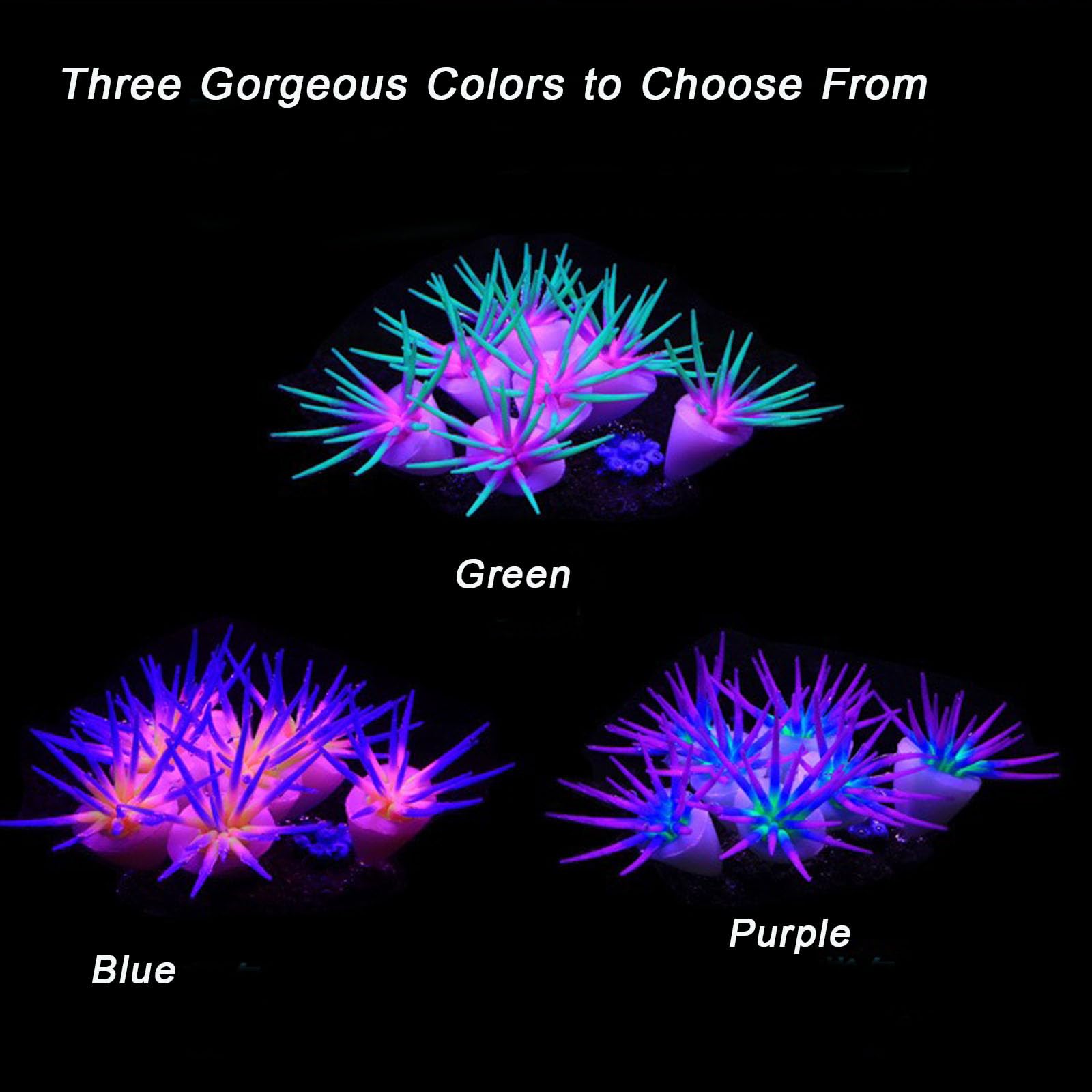 ZtohPyo Glowing Effect Soft Coral Aquarium Fish Tank Decorations Silicone Glow Artificial Ornament Coral Reef Plants for Aquariu
