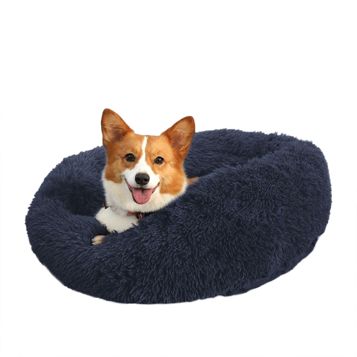 Binetgo Dog Bed Calming Cat And Dog Beds, 24 Inches Navy Cat Bed, Black/Pink/Beige Puppy Bed ,Original Calming Donut Cat And Dog