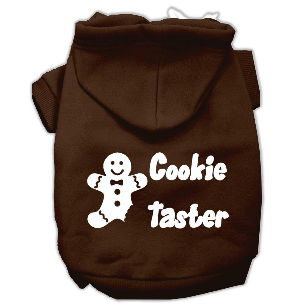 Christmas Pet Dog & Cat Hoodie Screen Printed, 'Cookie Taster' Brown Xs (0-3 Lbs.)