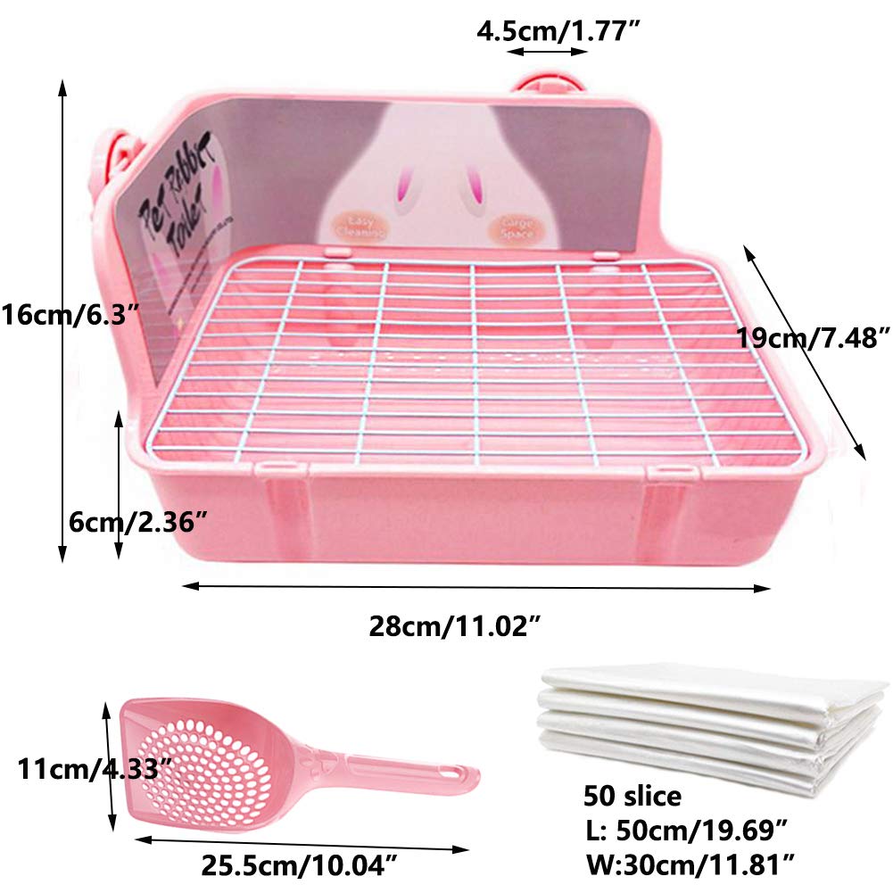Bunny Litter Box With Grate, Rabbit Corner Litter Pan, Pet Toilet Potty Trainer With Scoop & Disposable Liner For Guinea Pig Ferrets Chinchilla