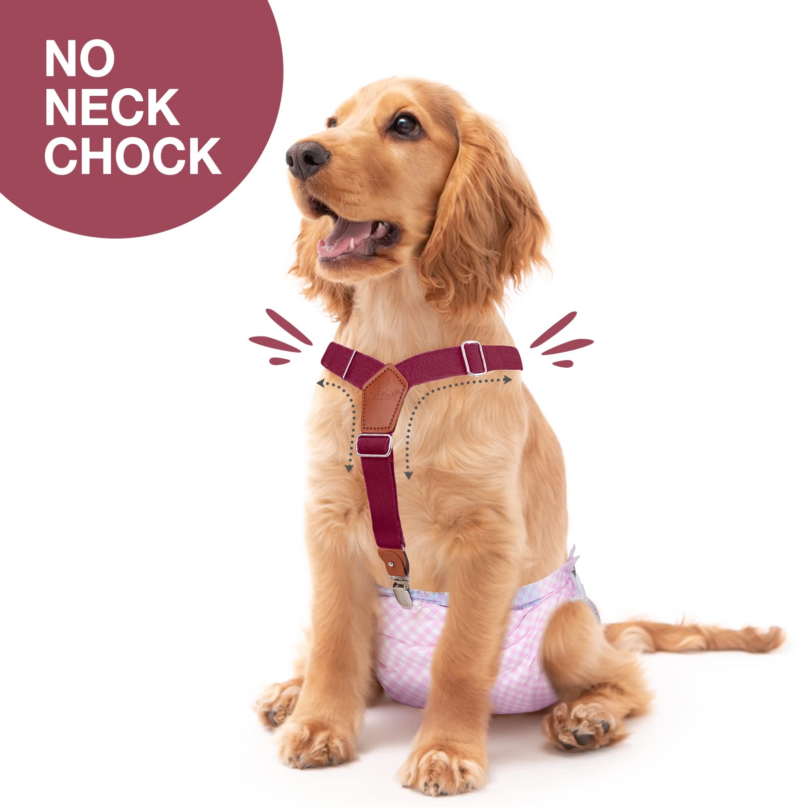 Pet Soft Dog Suspenders for Diapers, 2 Pieces, XS/S, Brown & Burgundy, Keeps Dog Skirt/Dress Secure, Ideal for Female Dogs