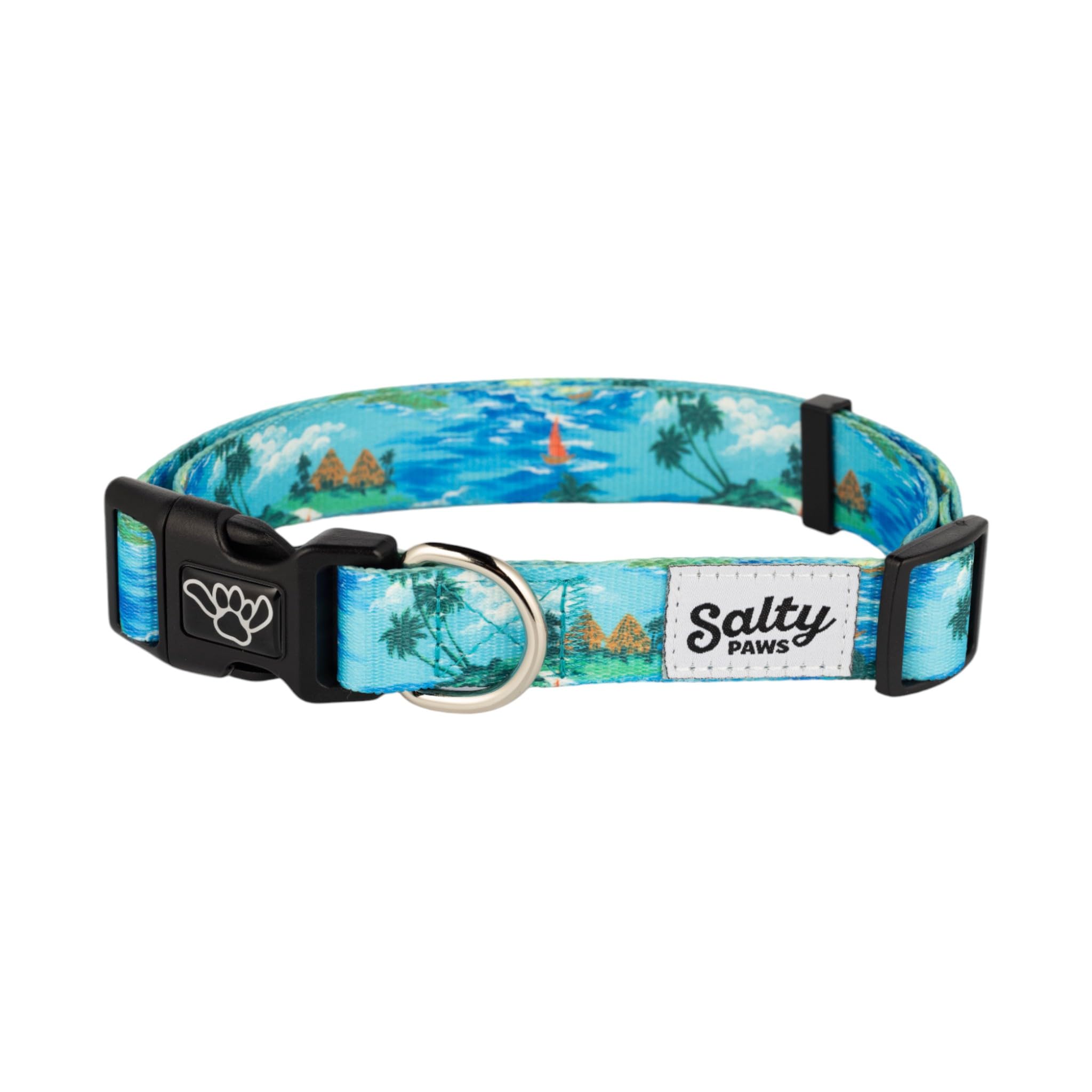 Shaka'S Salty Paws Boy & Girl Dog Collar Small Medium Large (Large Dog Collar Adj. 18'-26' For Dogs 50-90 Lbs, Tahititan Ocean