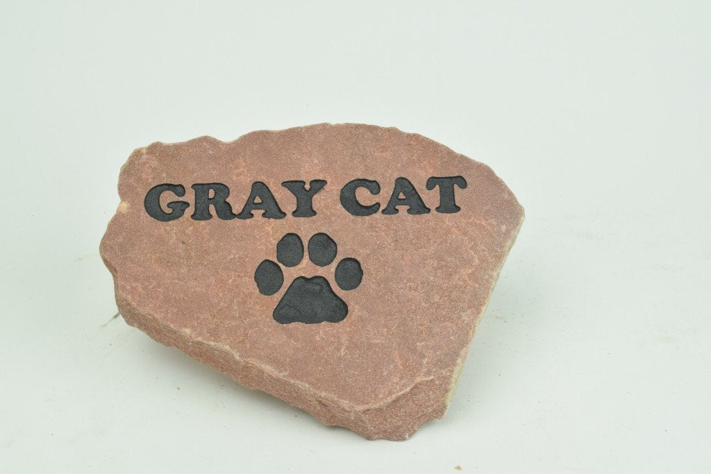 Graphicrocks Personalized Red Pet Memorial Stone Headstone Grave Marker Dog Or Cat With Paw Print And Engraved With Name Of Your Pet