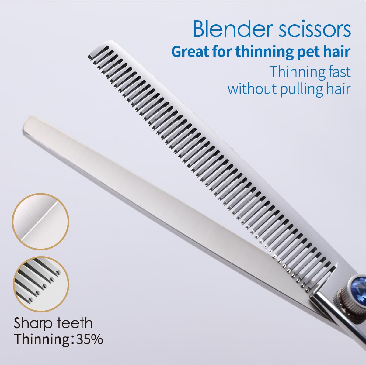 Left Handed Dog Grooming Scissors Kit 7.5 In Professional Curved Thinning Straight Shears 3Pcs Set For Grooming Big Dogs Poodle