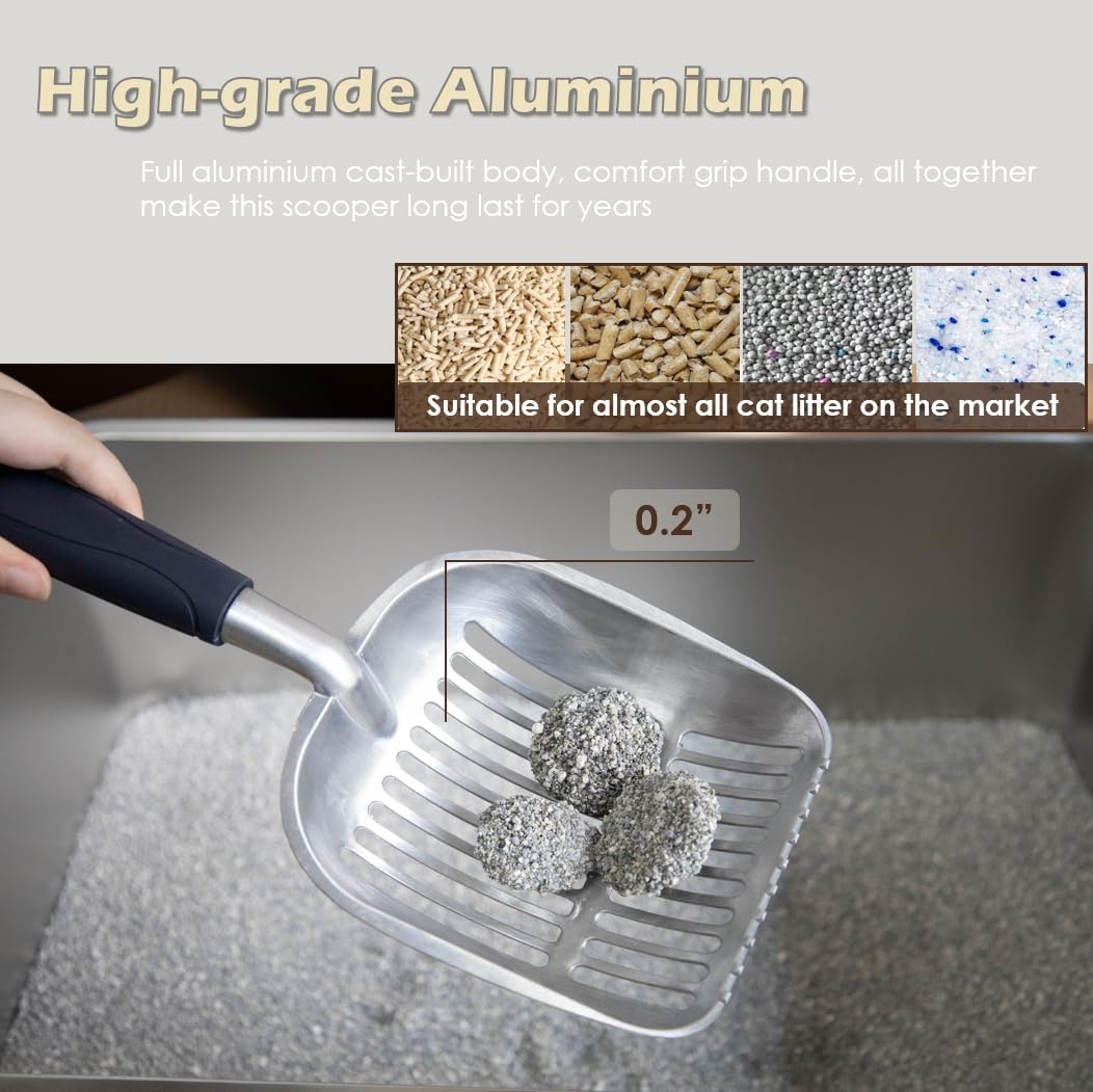 Vitisyao Multicat Metal Cat Litter Scoop With Holder, Stainless Steel Cat Litter Scooper Holder Trash Container, Aluminium Cat S