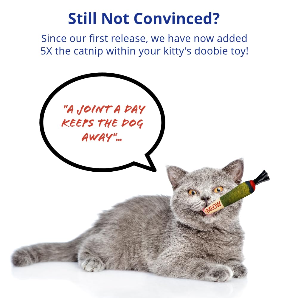 Doobie Catnip Toys for Cats - Soft, Bite-Resistant Cat Chew Toys with Long Shape for Kicking and Stress Relief