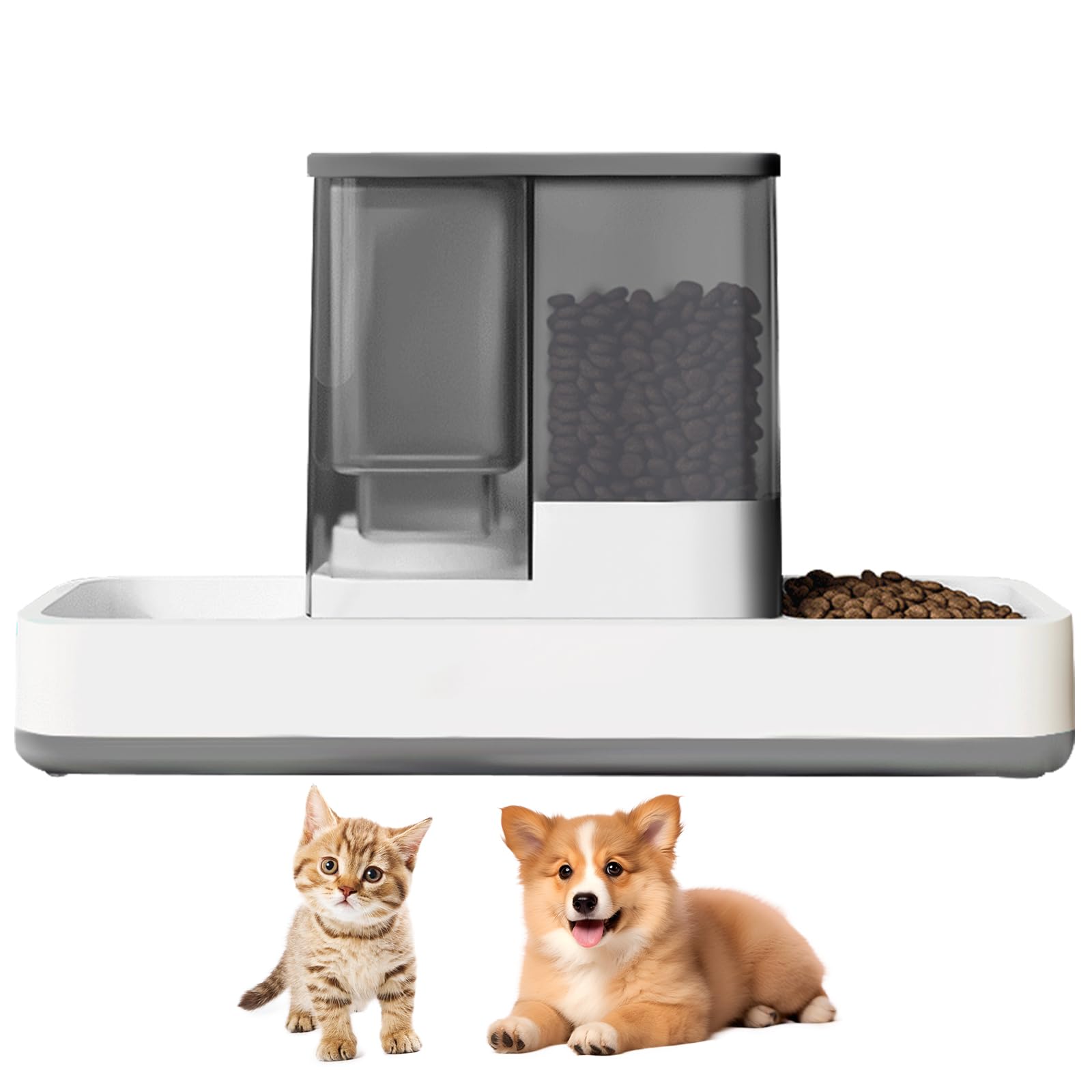 GearRoot Automatic Cat Feeder and Water Dispenser, 2 in 1 Gravity Pet Food Feeder and Water Dispenser Detachable Cat Food Dispen
