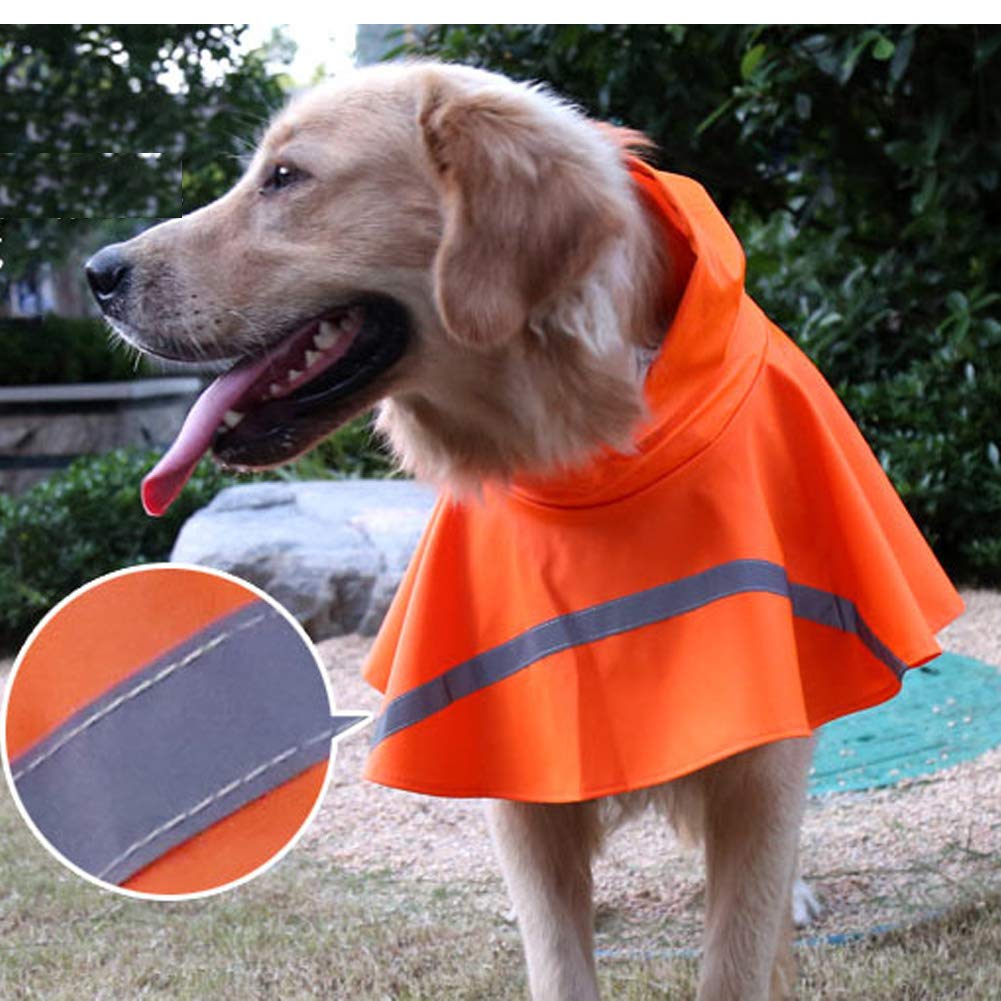 Hapee Dog Raincoats For Large Dogs With Reflective Strip Hoodie,Rain Poncho Jacket For Dogs