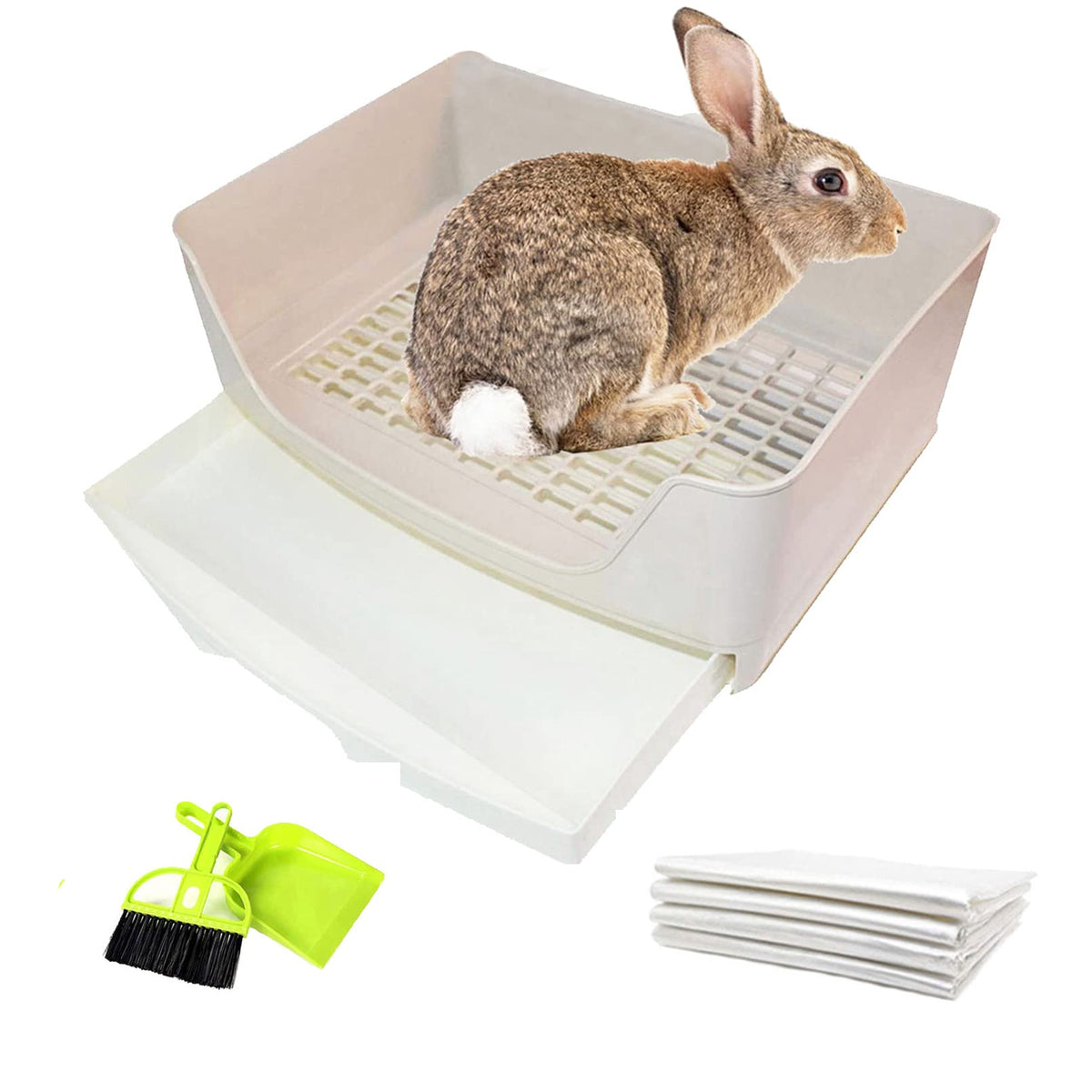 Tfwadmx Large Rabbit Litter Box Bunny Corner Toilet Potty Trainer With Drawer Bigger Pet Pan For Adult Guinea Pigs Chinchilla Ha