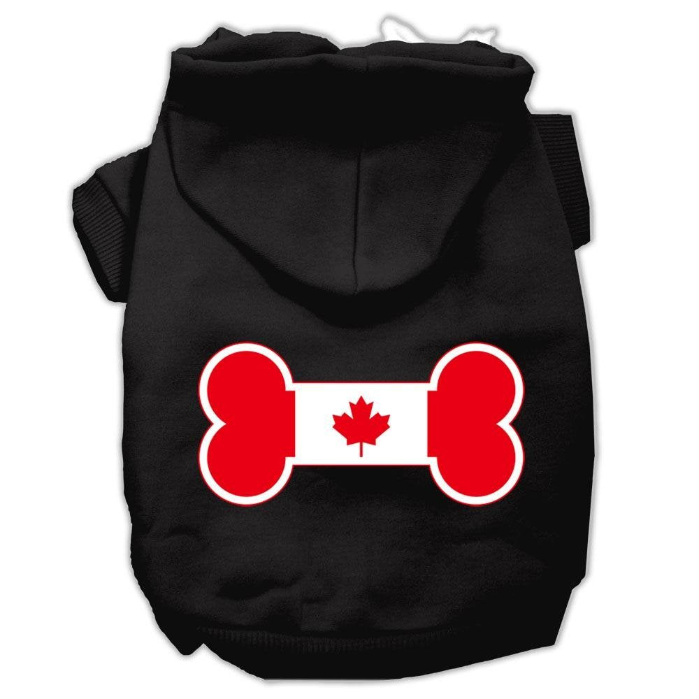 Pet, Dog & Cat Hoodie Screen Printed, 'Bone Shaped Canadian Flag' Black 2Xl (20-25 Lbs.)