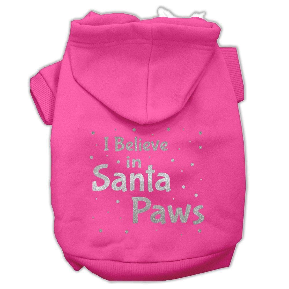 Christmas Pet, Dog & Cat Hoodie Screen Printed, I Believe in Santa Paws Black SM (3-6 lbs.)
