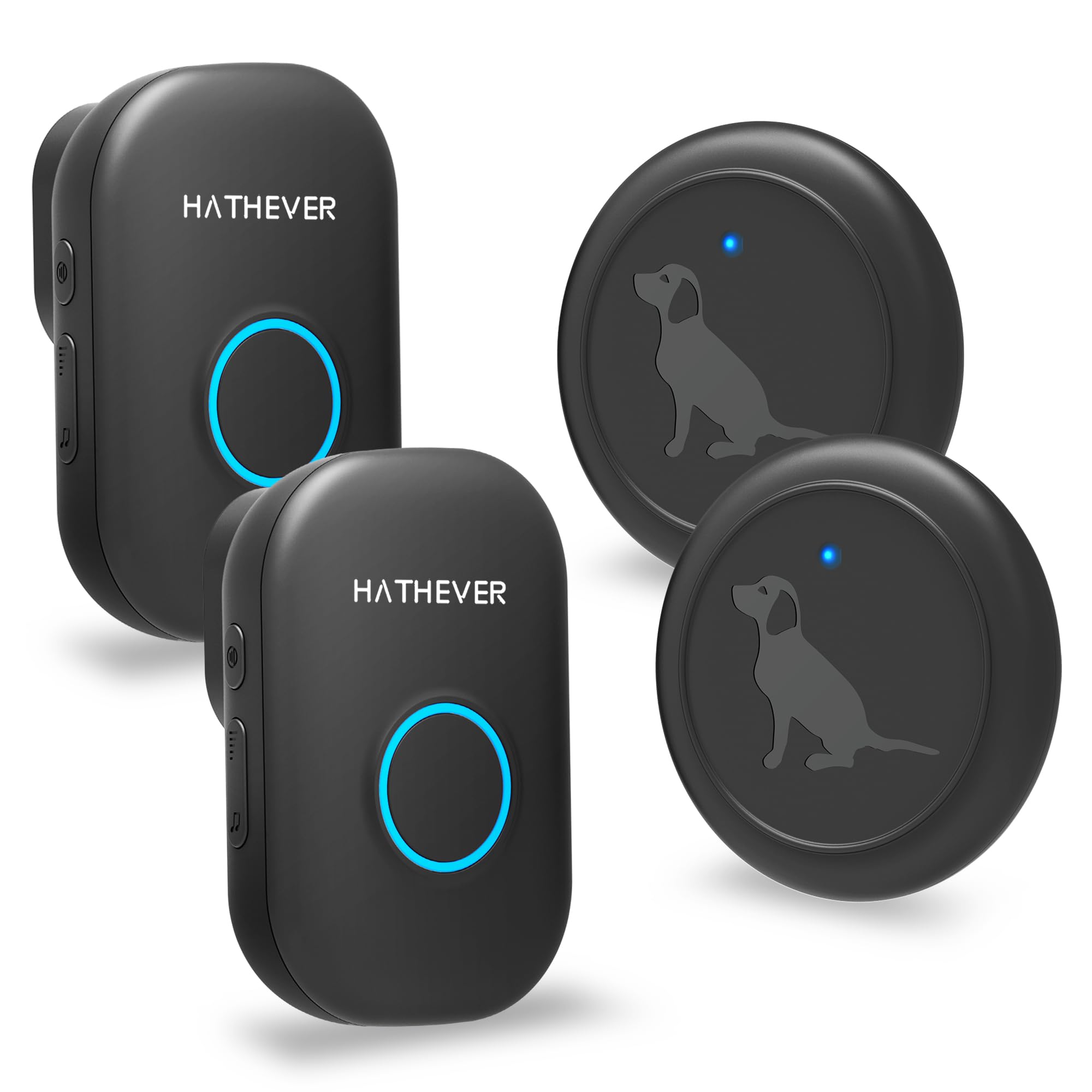 Hathever Wireless Dog Door Bell, Doggie Door Bell Operating at 1000 Feet with IP65 Waterproof Touch Button, 32 Melodies & 4 Noti