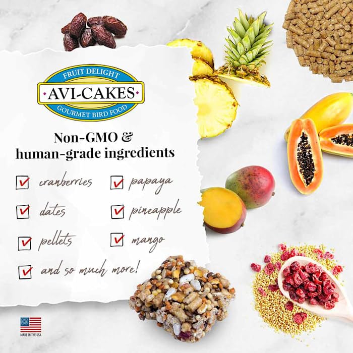 LAFEBERS Fruit Delight Avi-Cakes Pet Bird Food, Made with Non-GMO and Human-Grade Ingredients, for Parrots (8 oz Pack of 1)
